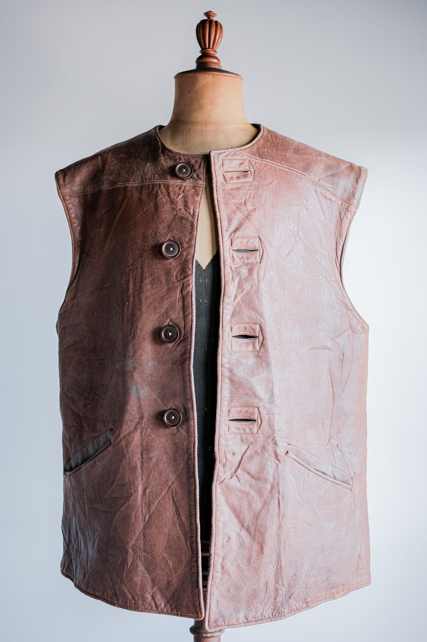 40's】WWⅡ British Army Jerkin Leather Vest Size.2 