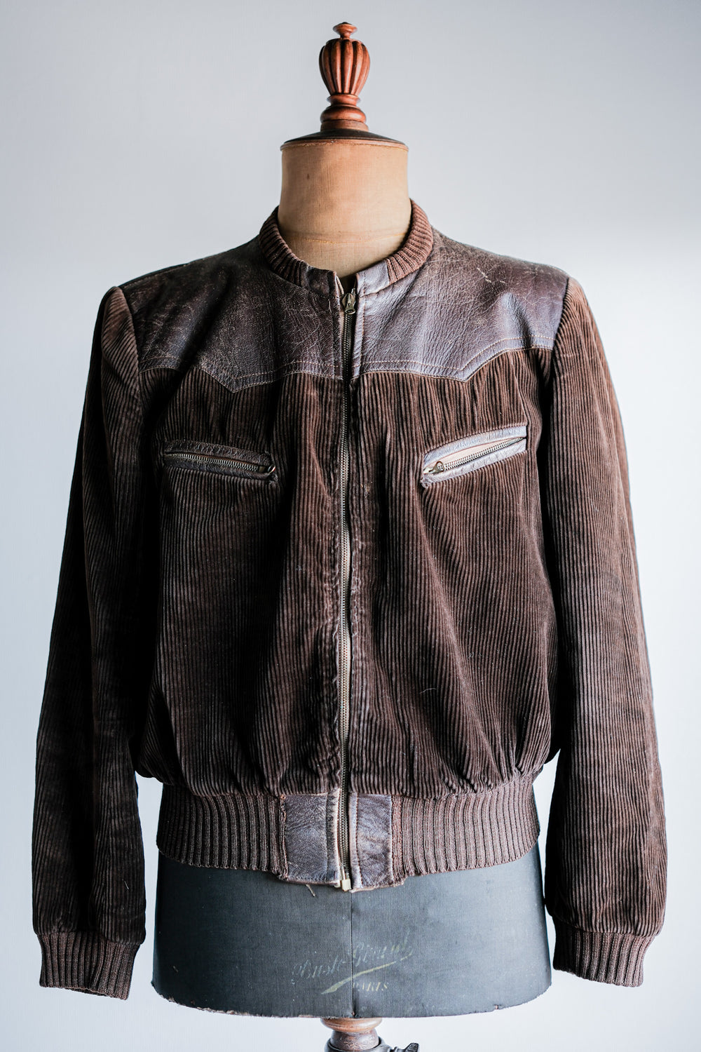 ［~30's］German Vintage Brown Corduroy Zip Up Blouson
