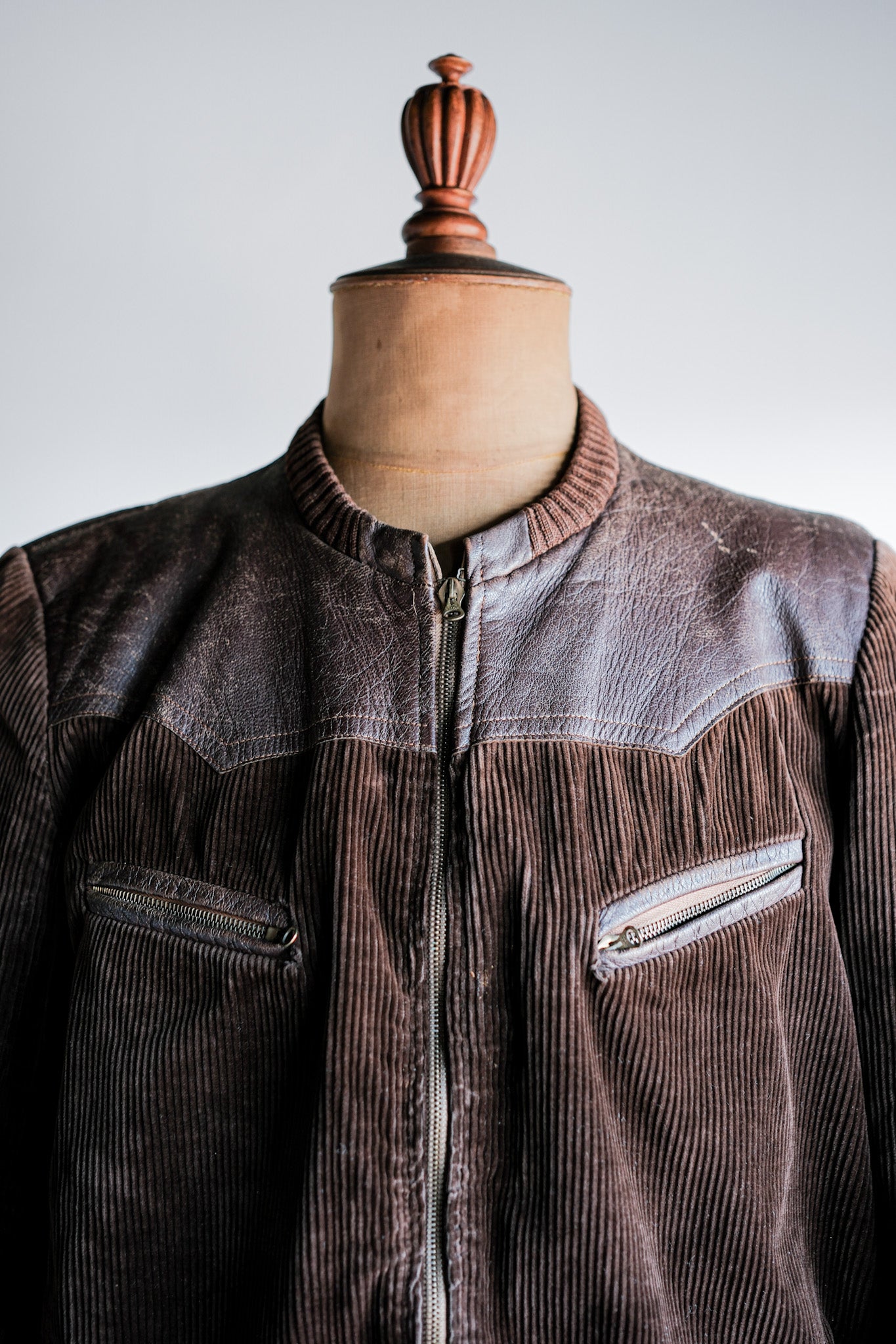 ［~30's］German Vintage Brown Corduroy Zip Up Blouson