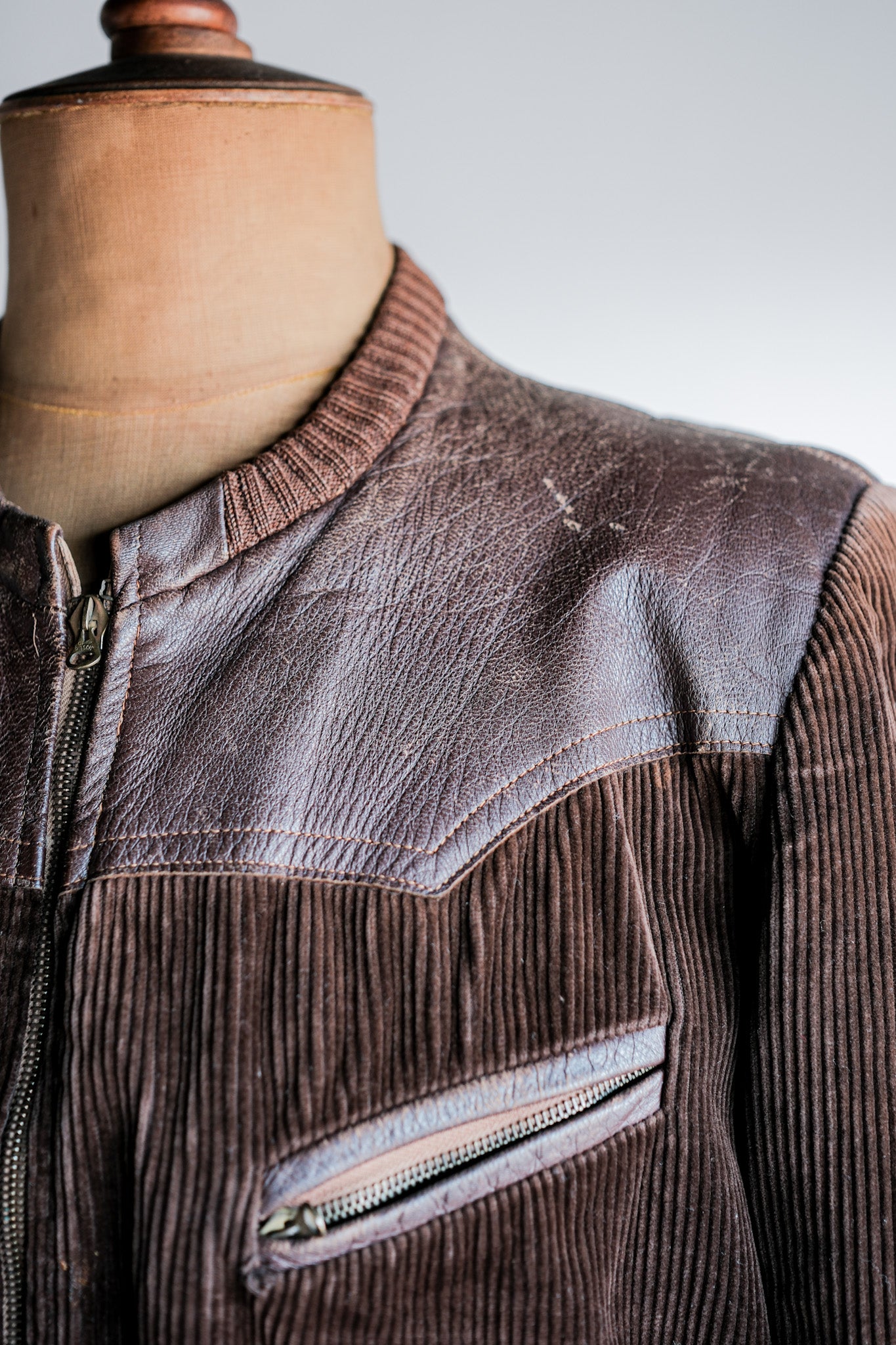 ［~30's］German Vintage Brown Corduroy Zip Up Blouson
