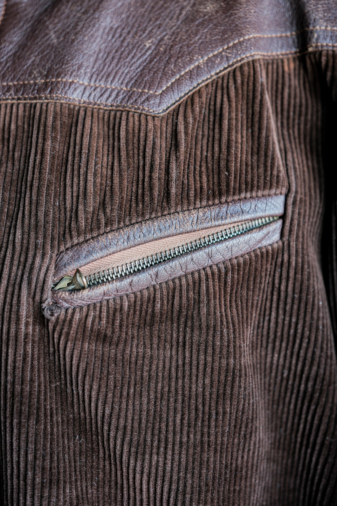 ［~30's］German Vintage Brown Corduroy Zip Up Blouson