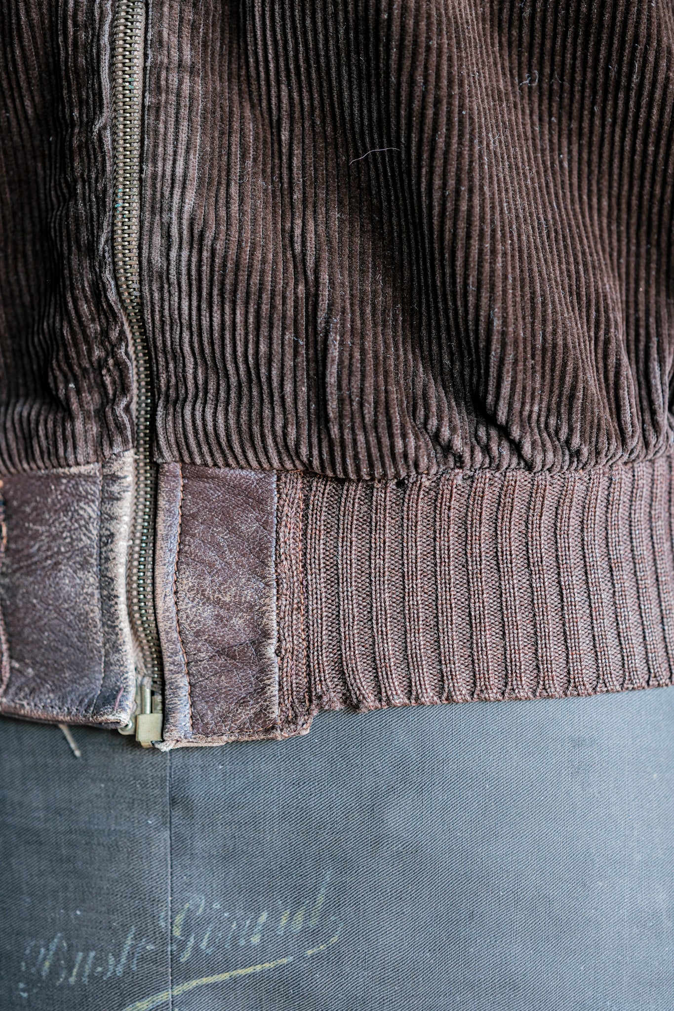 ［~30's］German Vintage Brown Corduroy Zip Up Blouson