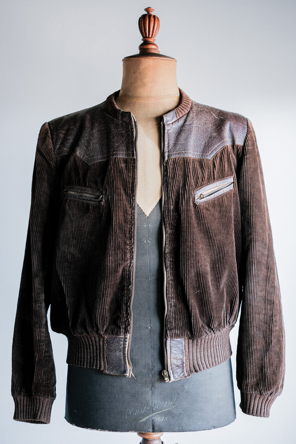 ［~30's］German Vintage Brown Corduroy Zip Up Blouson