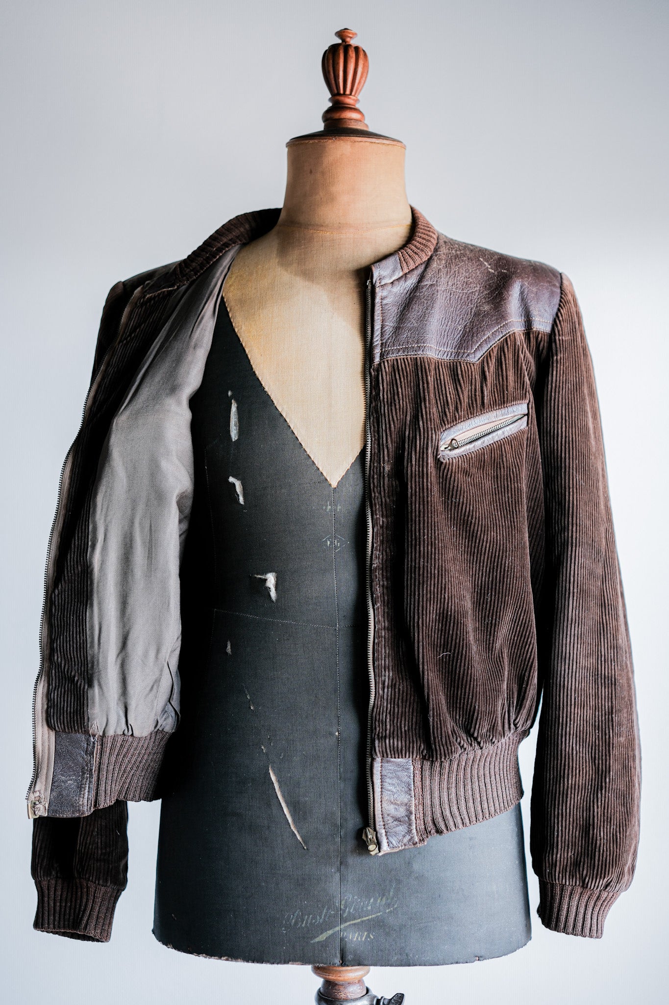 ［~30's］German Vintage Brown Corduroy Zip Up Blouson
