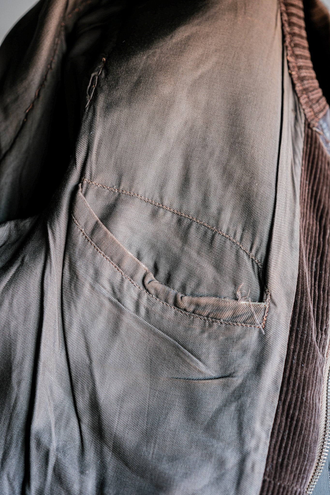 ［~30's］German Vintage Brown Corduroy Zip Up Blouson