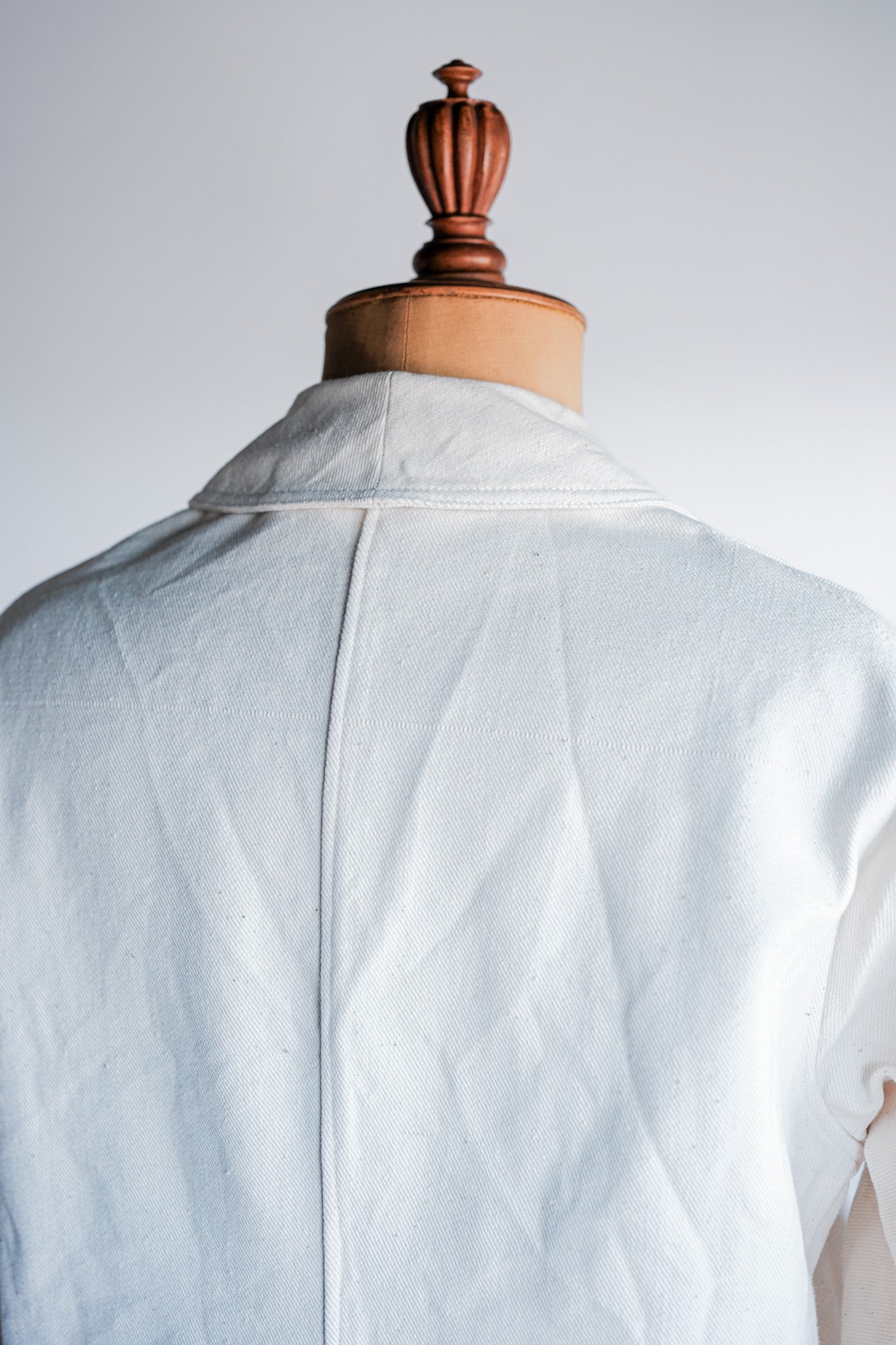 40's】French Vintage White Cotton Twill Work Jacket Size.50 