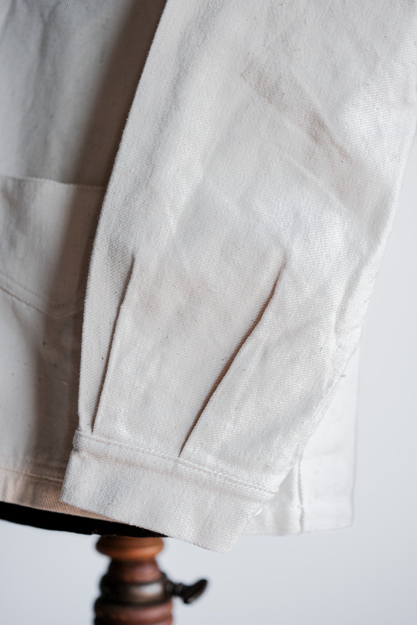 [~ 40's] แจ็คเก็ตผ้าฝ้ายสีขาววินเทจวินเทจขนาด 50 "Dead Stock"