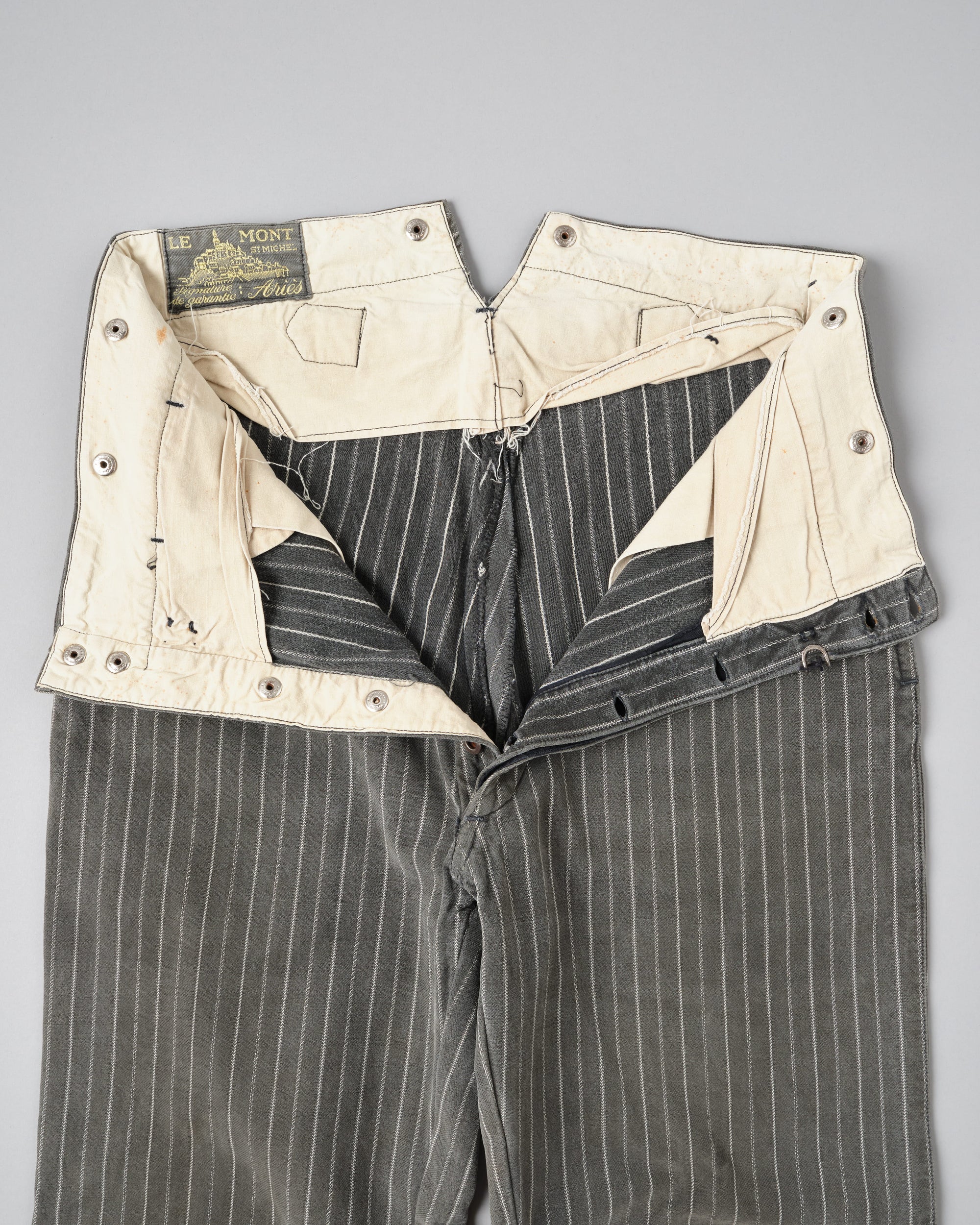 ［~40’s］French Vintage Cotton Striped Work Pants "Le Mont St Michel"
