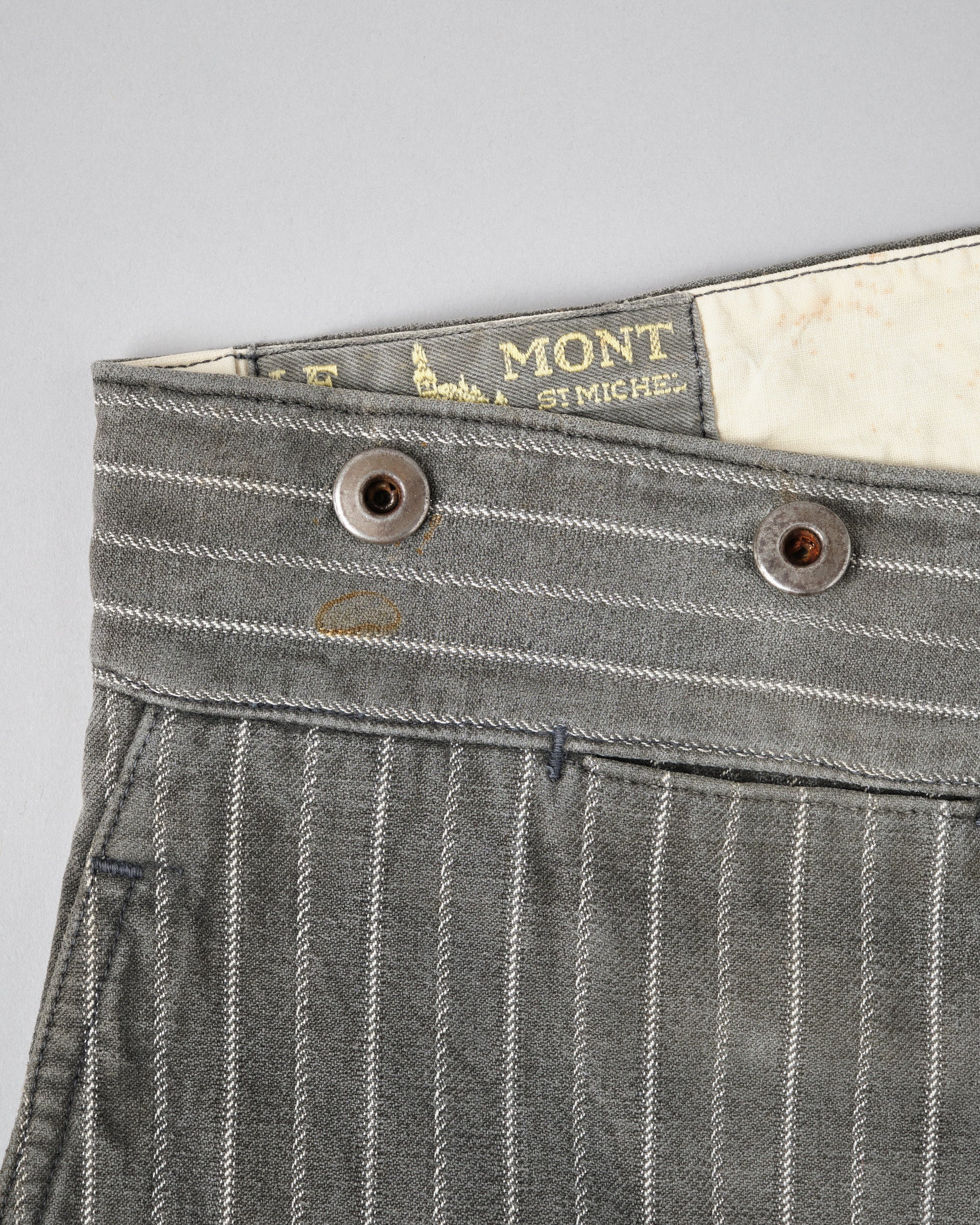 ［~40’s］French Vintage Cotton Striped Work Pants "Le Mont St Michel"