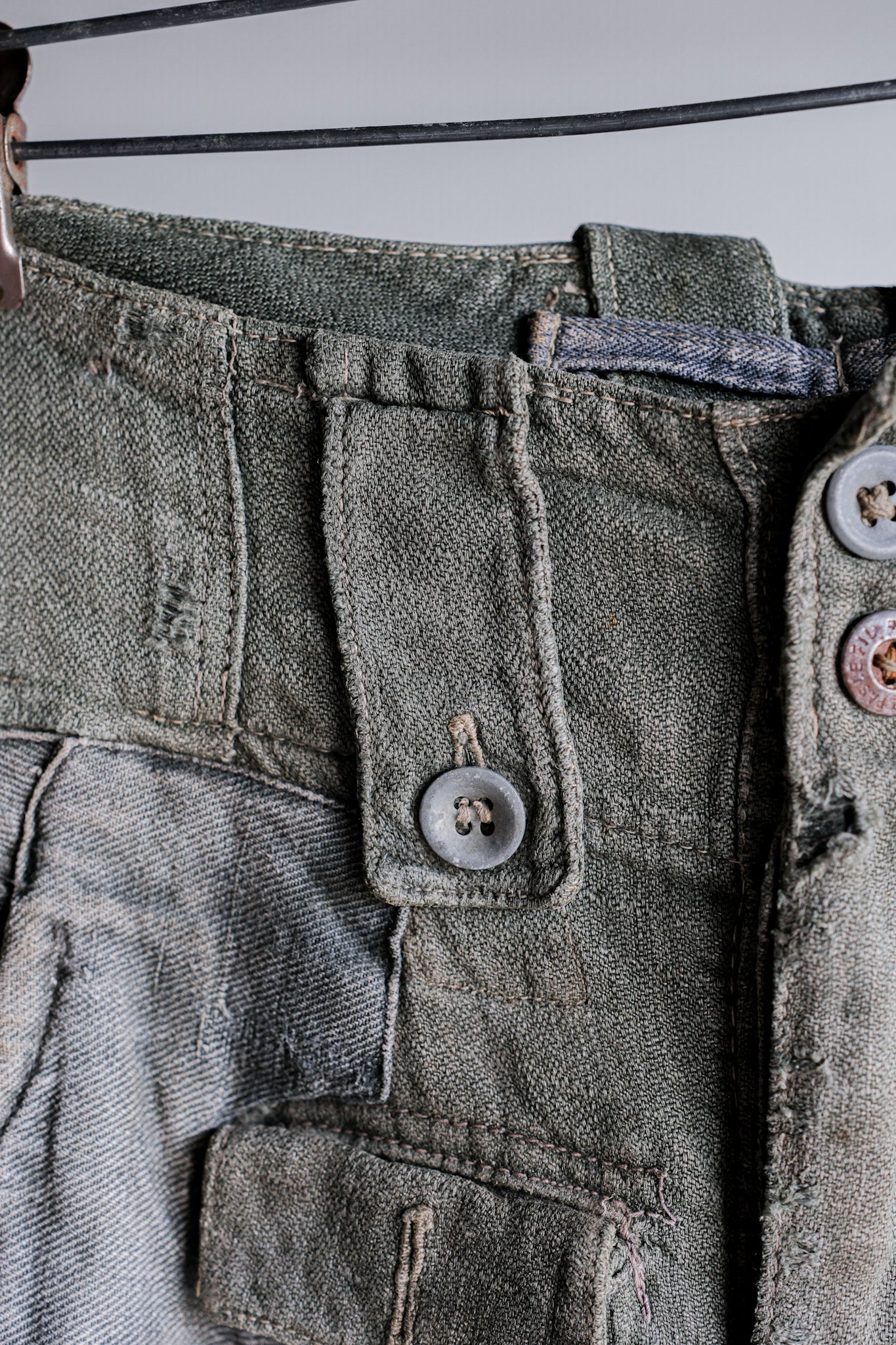 ［~40's］WWⅡ German Army M43 Green Linen Summer Trousers "Unusual Fabric" "Boro" "Wehrmacht"