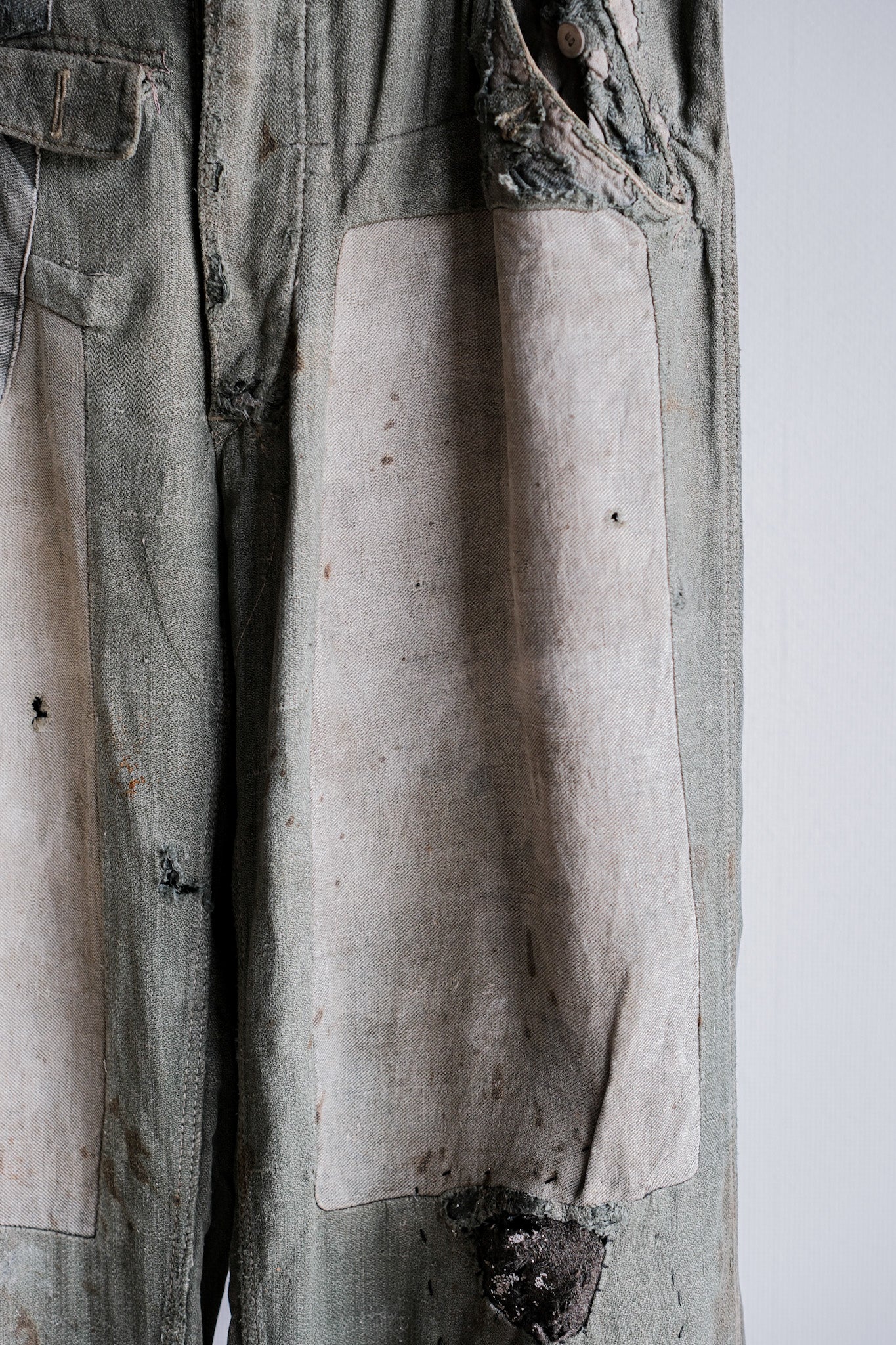 ［~40's］WWⅡ German Army M43 Green Linen Summer Trousers "Unusual Fabric" "Boro" "Wehrmacht"