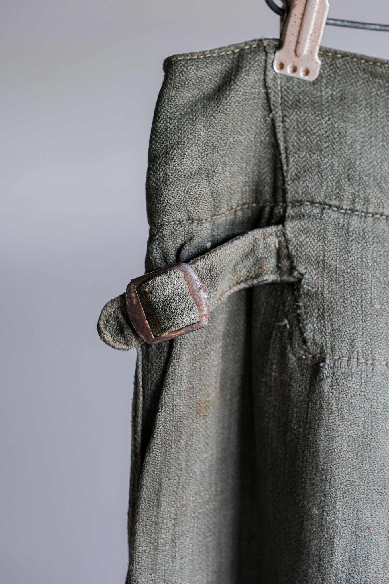 【~40's】WWⅡ German Army M43 Green Linen Summer Trousers "Unusual Fabric" "Boro" "Wehrmacht"