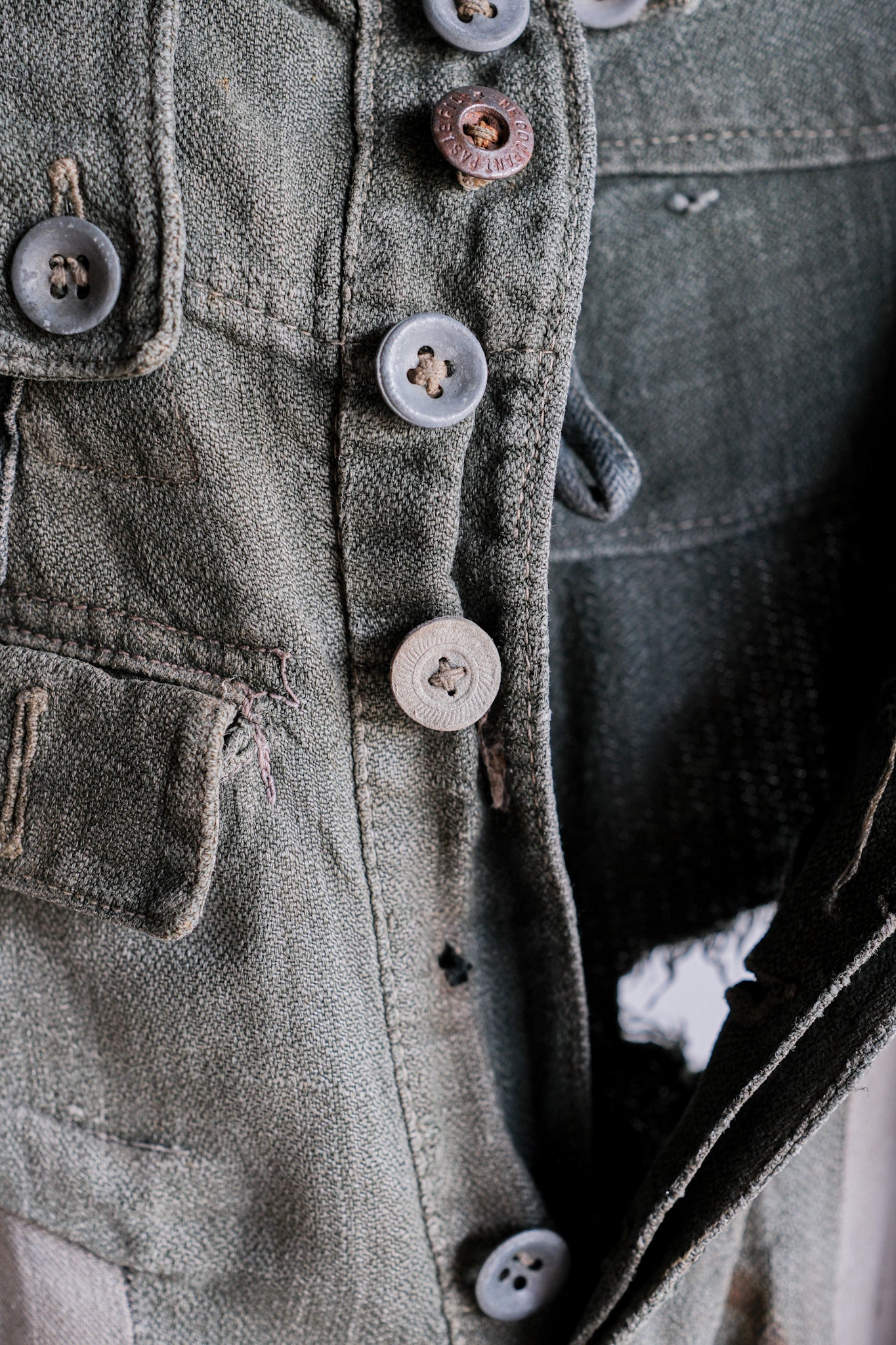 ［~40's］WWⅡ German Army M43 Green Linen Summer Trousers "Unusual Fabric" "Boro" "Wehrmacht"