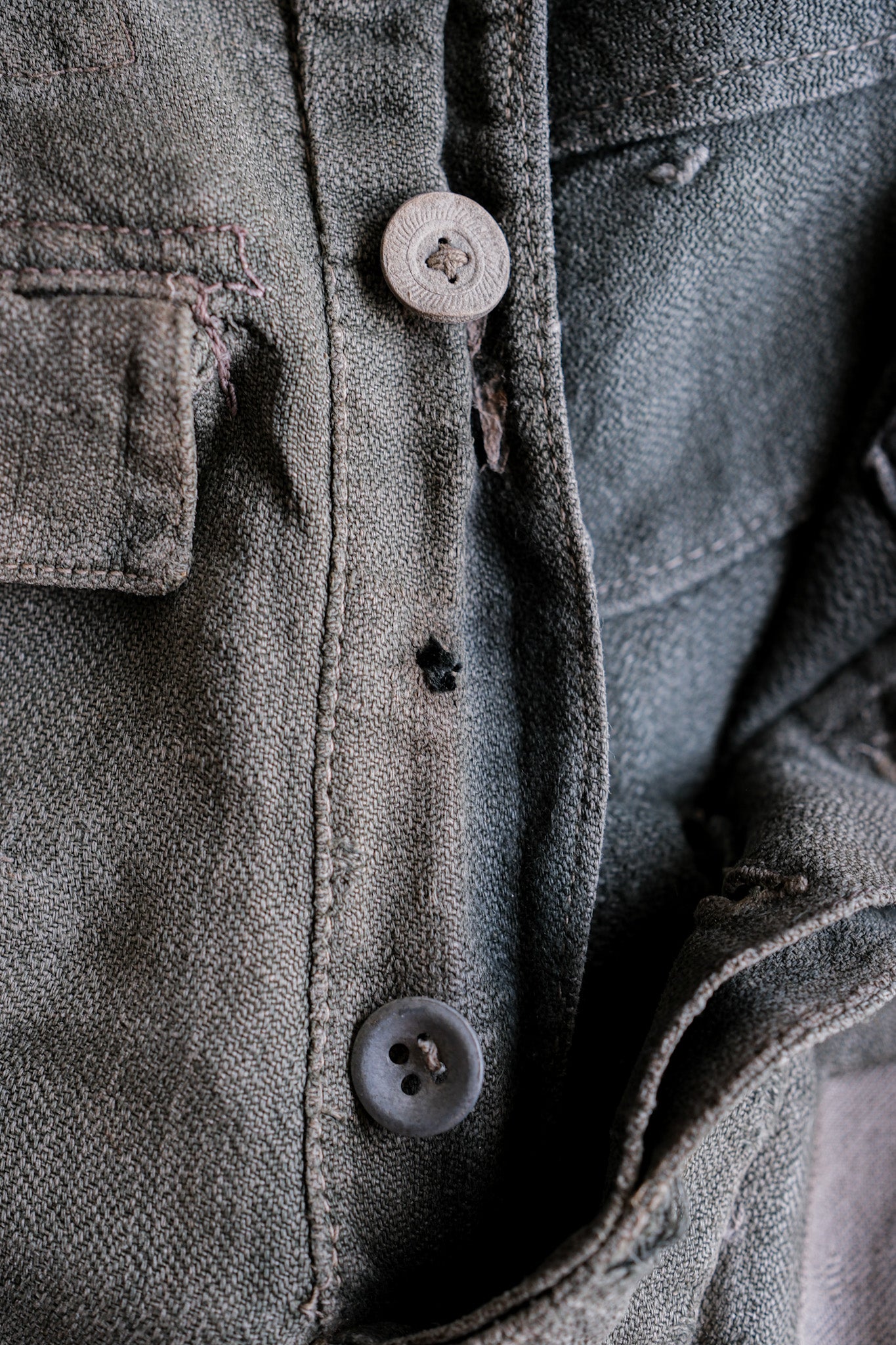 ［~40's］WWⅡ German Army M43 Green Linen Summer Trousers "Unusual Fabric" "Boro" "Wehrmacht"