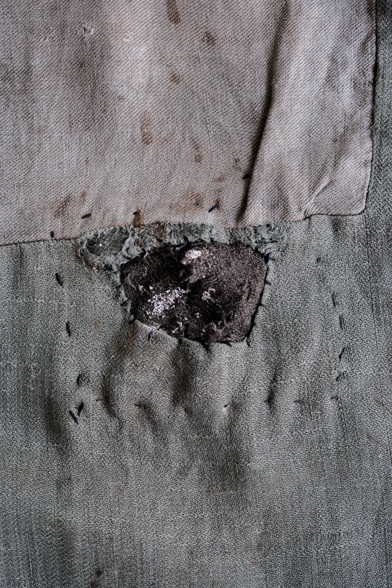 [~ 40's] WWⅡ German Army M43 GREEN LINEN SUMMER TROUSERS "Unusual Fabric" "Boro" "Wehrmacht"