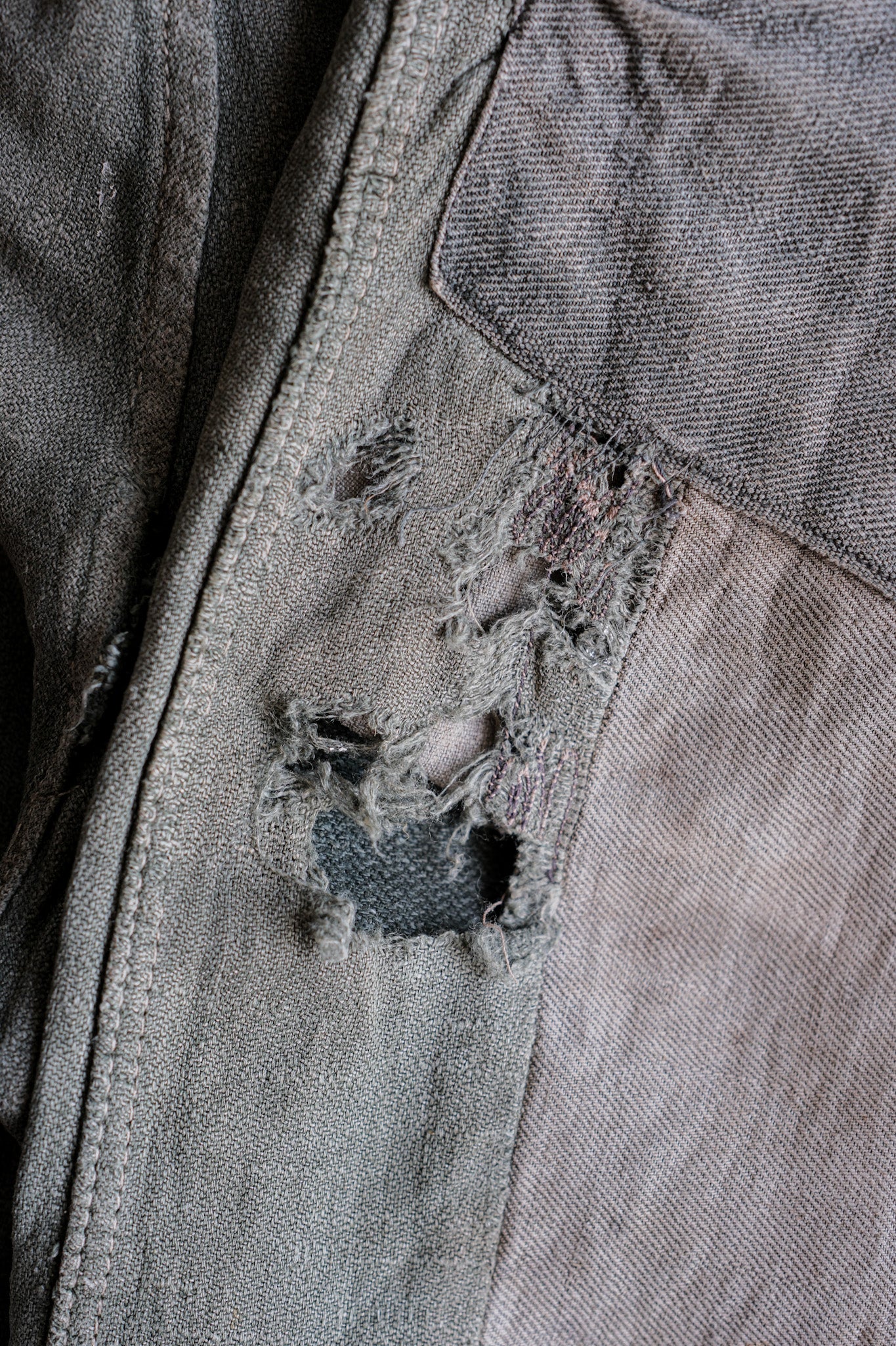 【~40's】WWⅡ German Army M43 Green Linen Summer Trousers "Unusual Fabric" "Boro" "Wehrmacht"