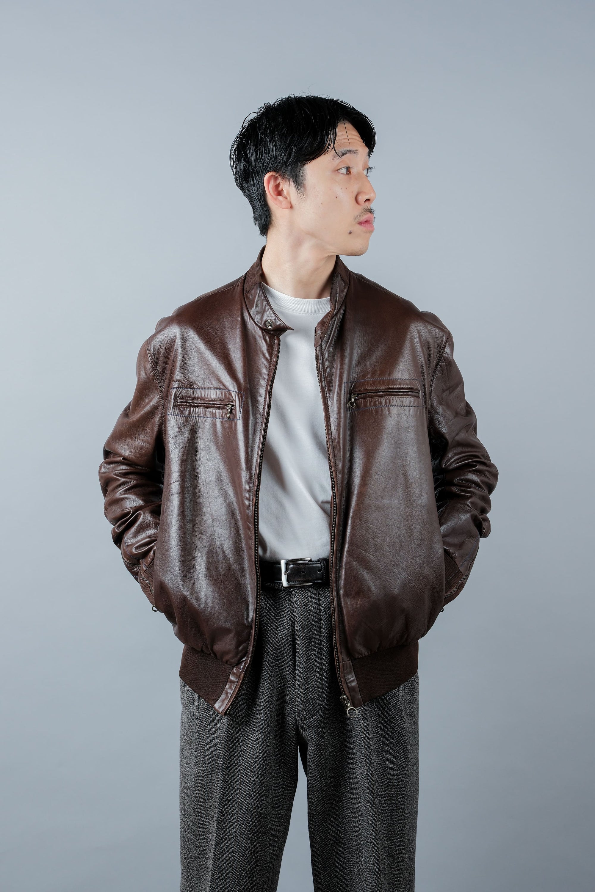 ［~90's］Old SERAPHIN Zip Up Lambskin Leather Blouson Size.50
