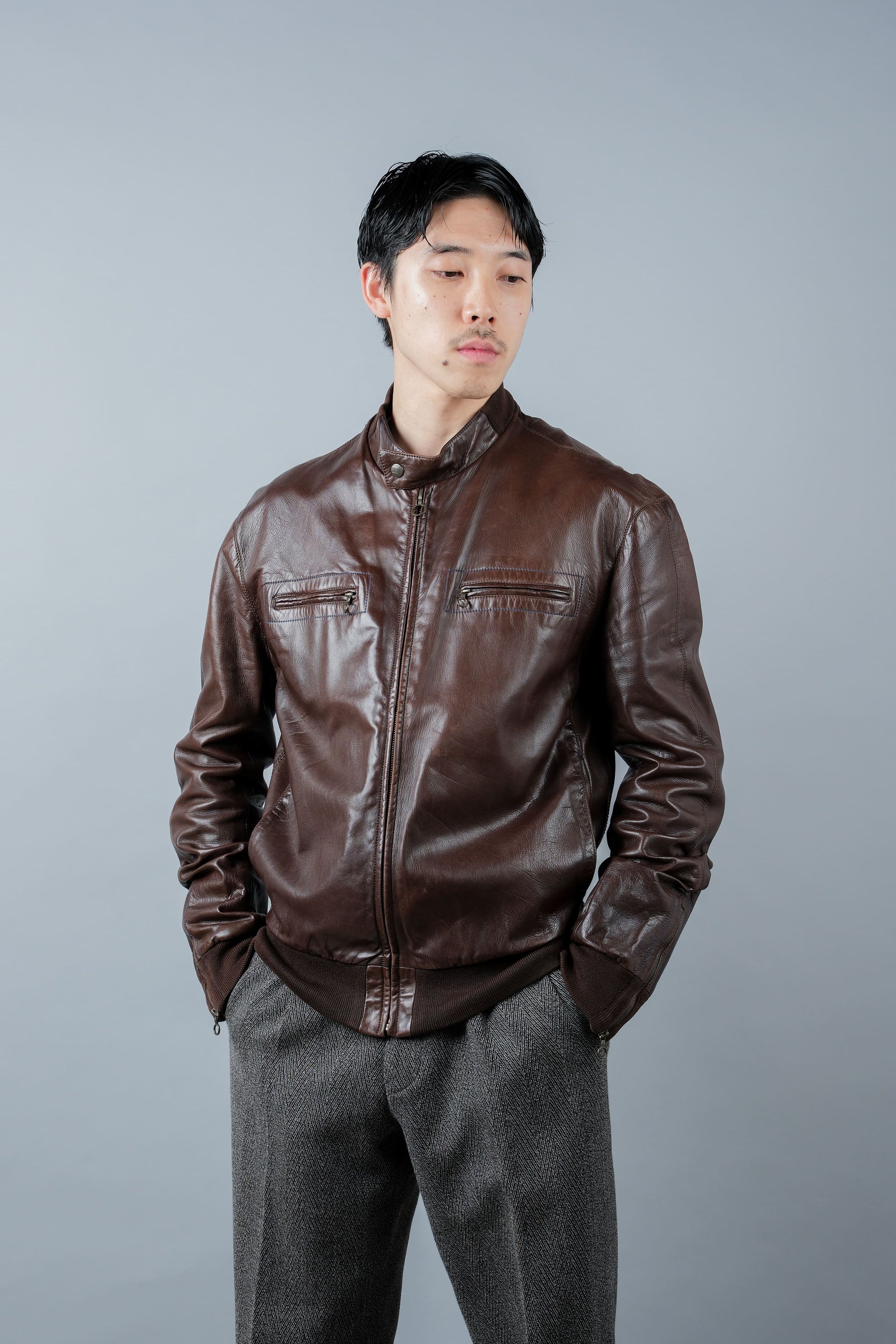 ［~90's］Old SERAPHIN Zip Up Lambskin Leather Blouson Size.50