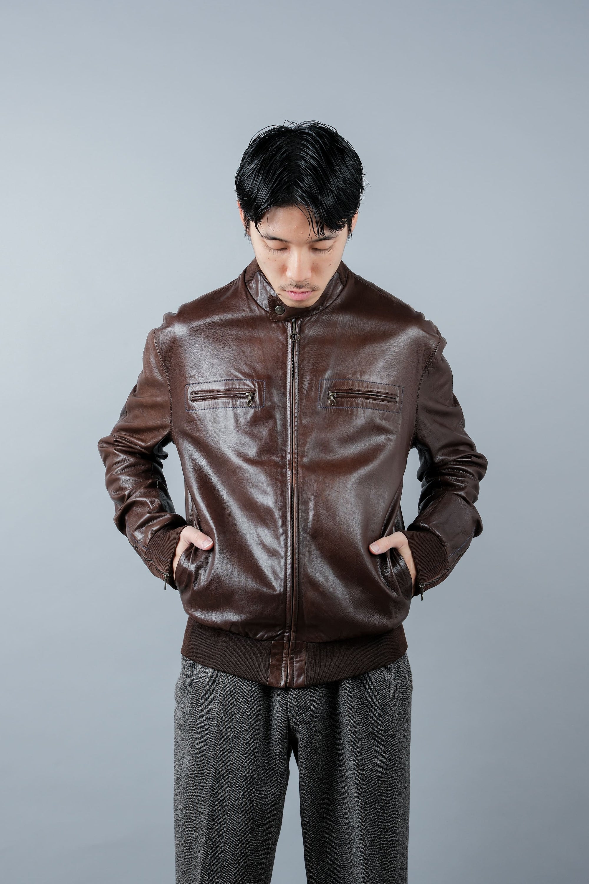 ［~90's］Old SERAPHIN Zip Up Lambskin Leather Blouson Size.50