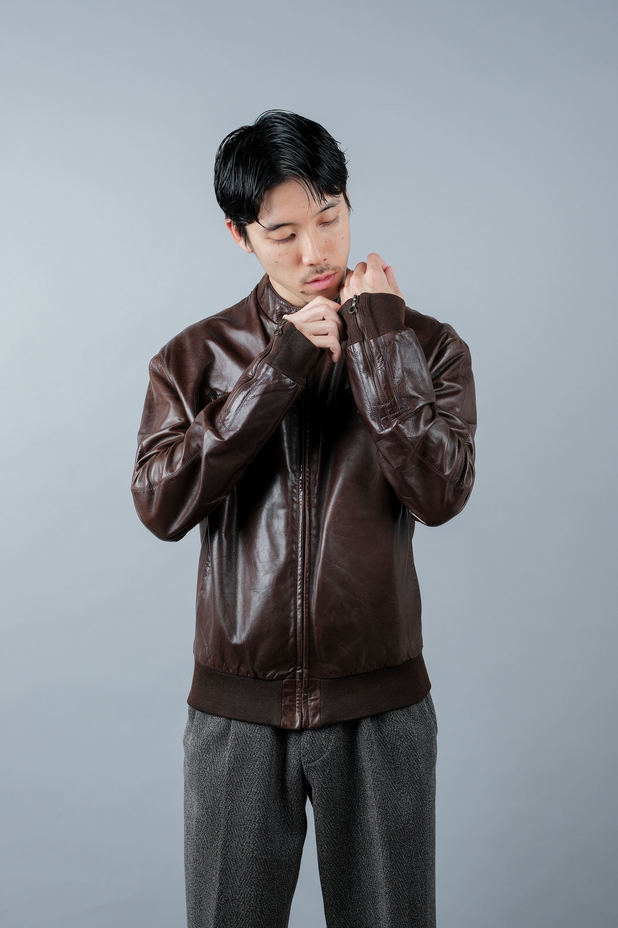 ［~90's］Old SERAPHIN Zip Up Lambskin Leather Blouson Size.50