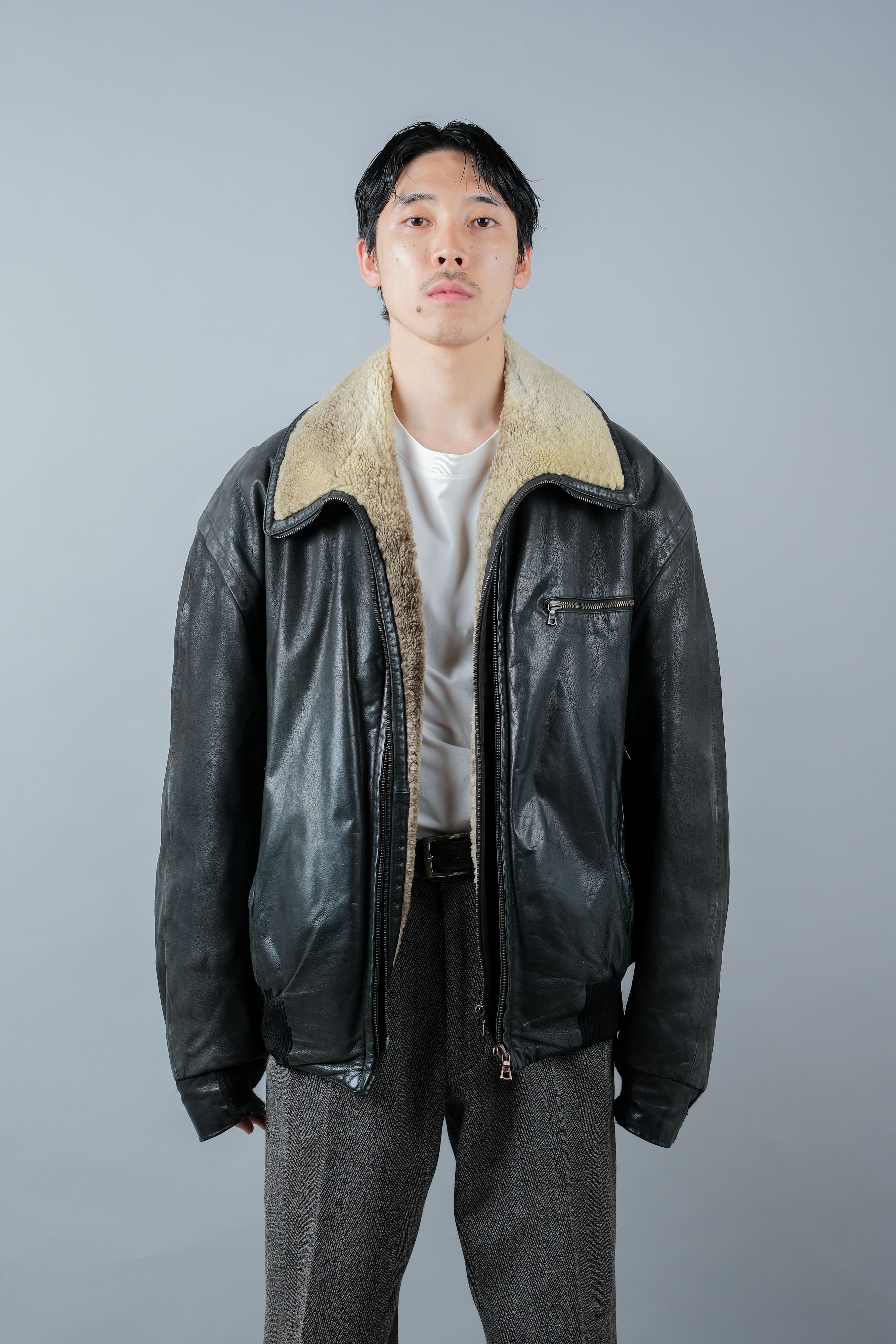 [~ 90's] Old Seraphin Zip Up Leather Blouson