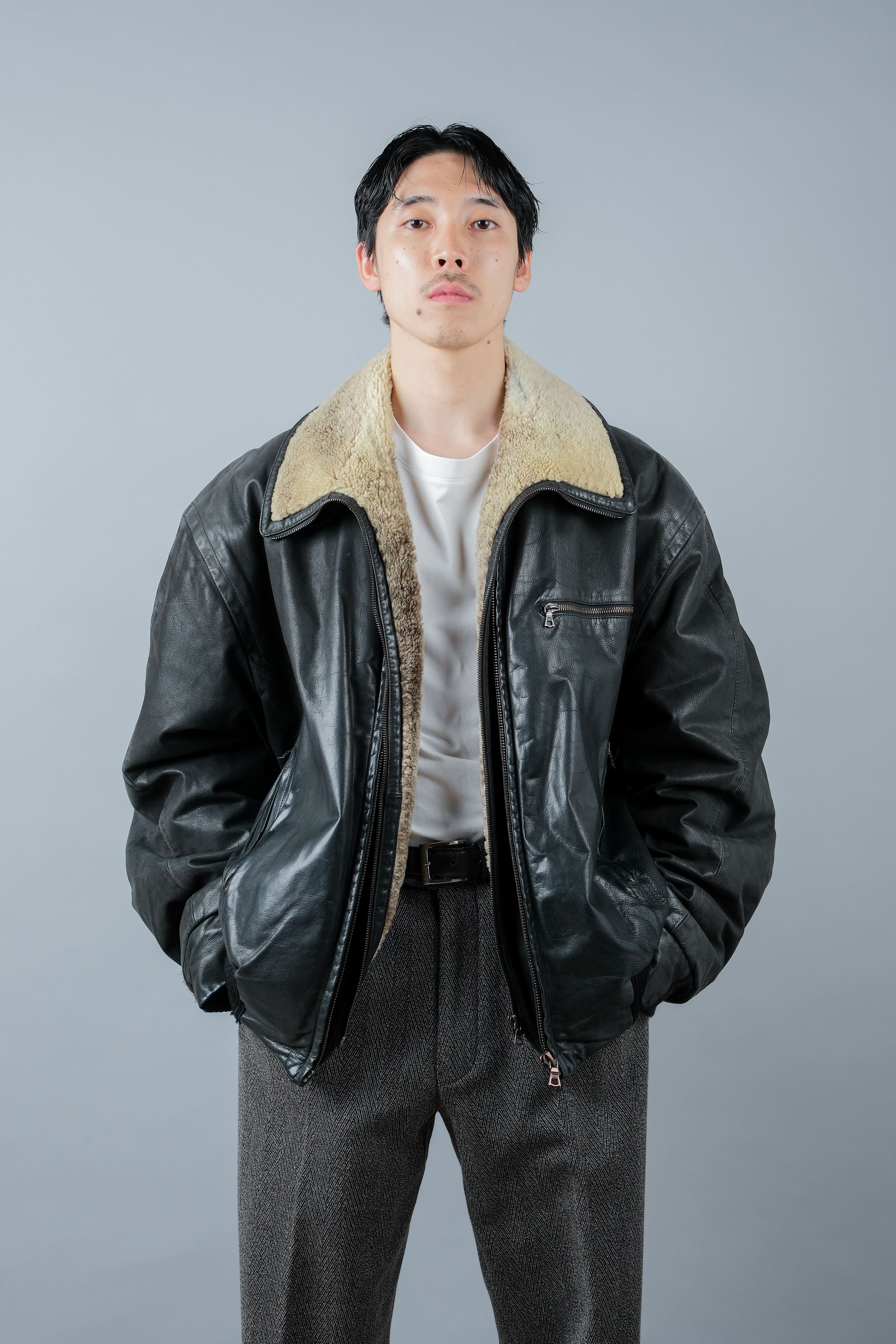 [~ 90's] Old Seraphin Zip Up Leather Blouson