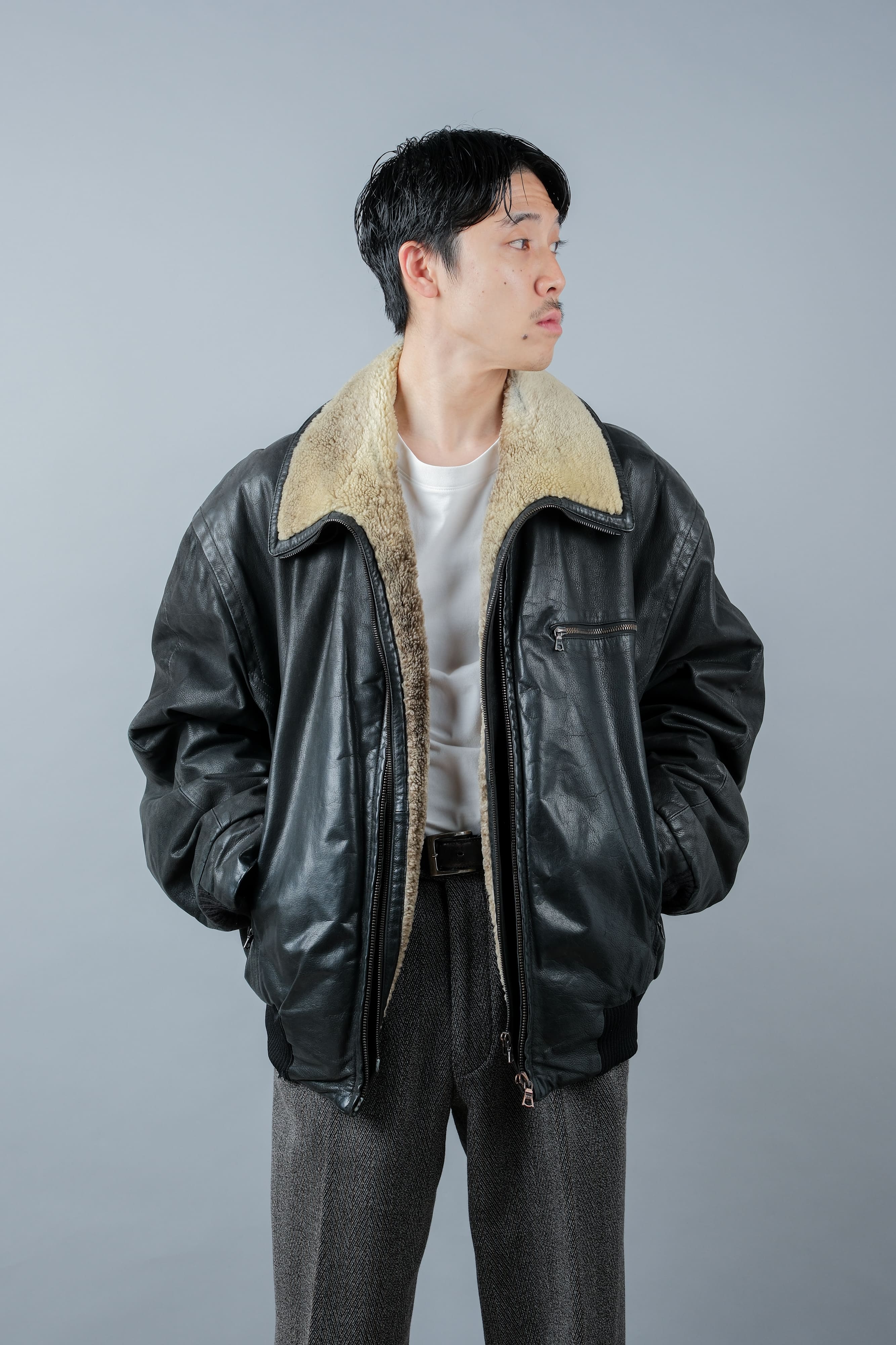 【~90's】Old SERAPHIN Zip Up Leather Blouson