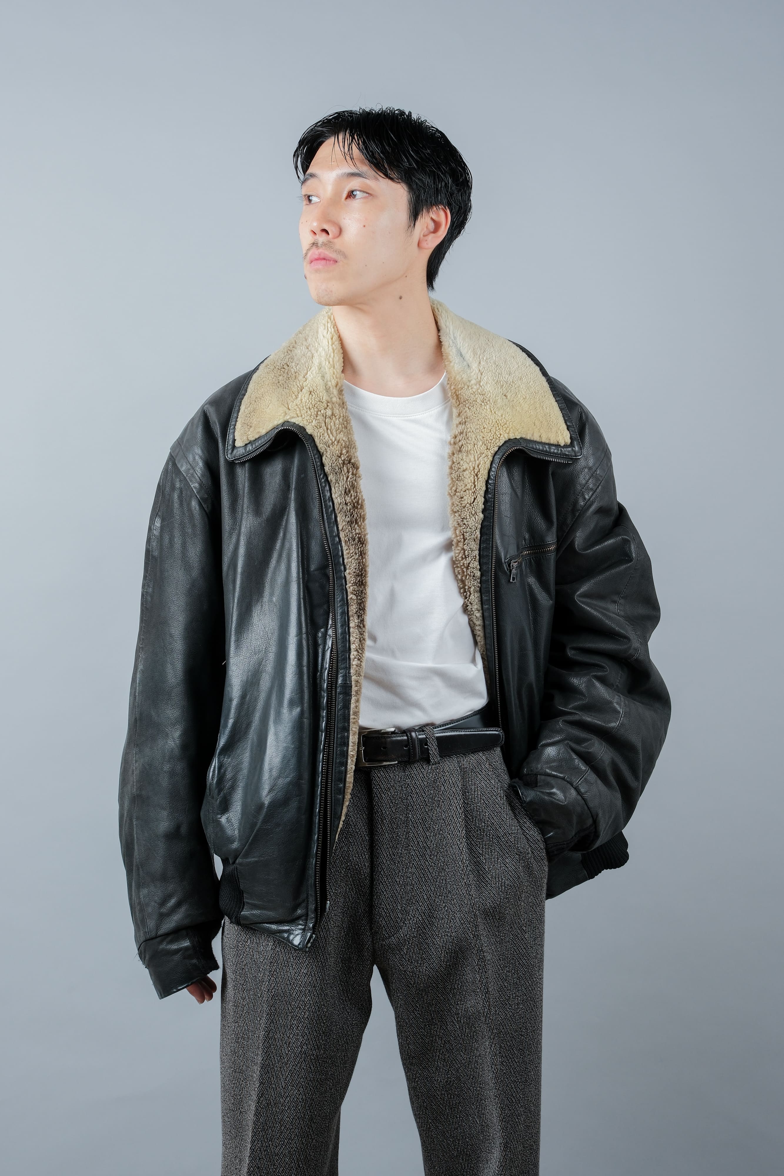 [~ 90's] Old Seraphin Zip Up Leather Blouson