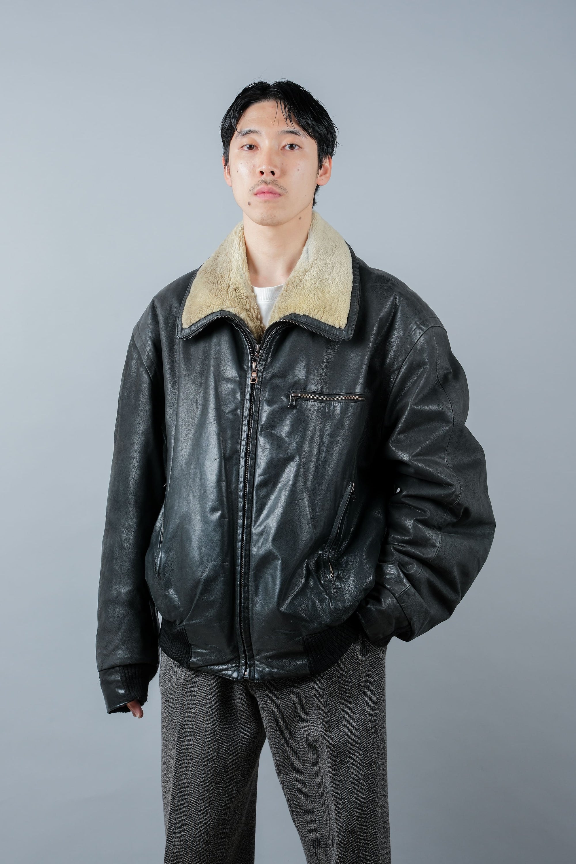 ［~90's］Old SERAPHIN Zip Up Leather Blouson