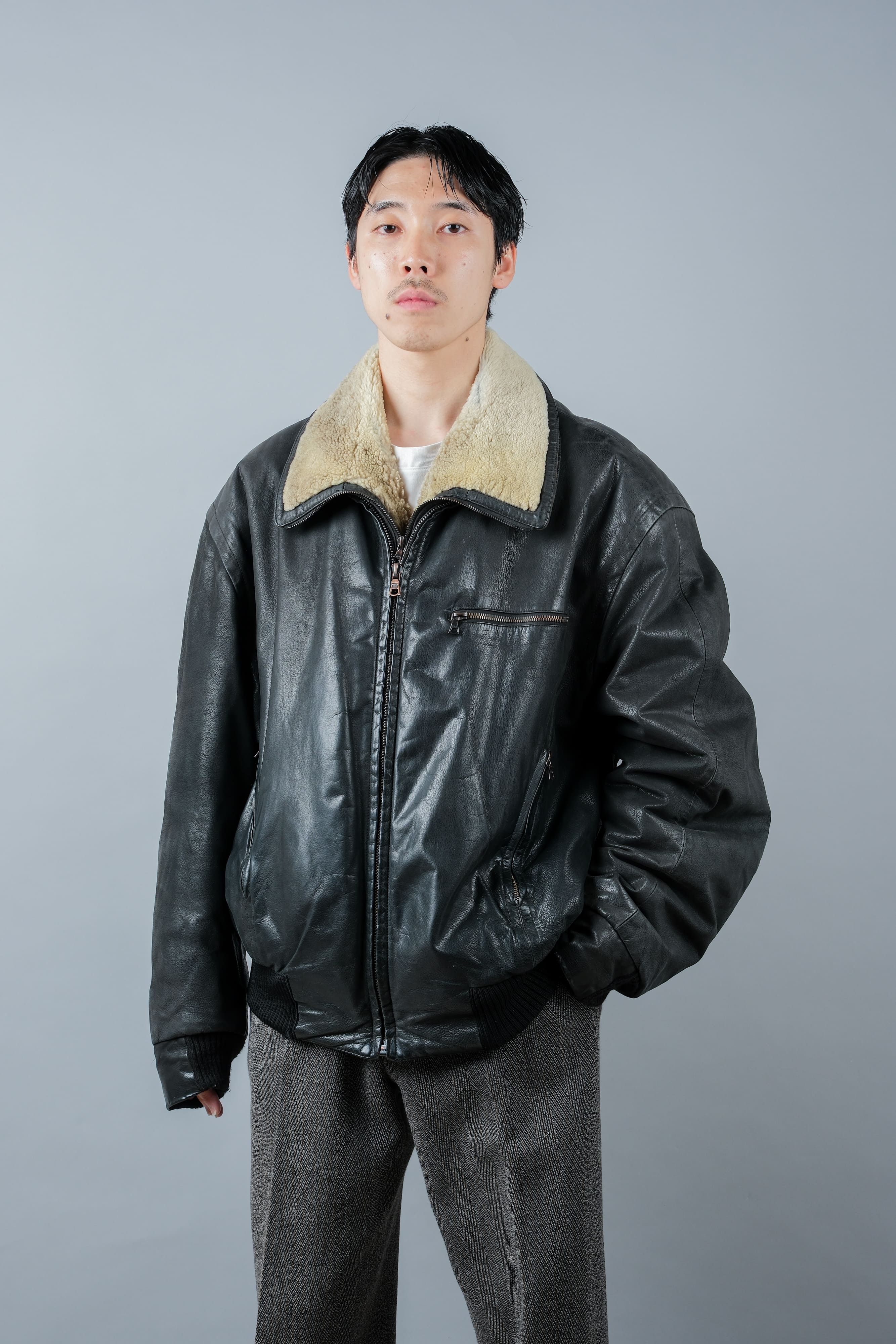 [~ 90's] Old Seraphin Zip Up Leather Blouson