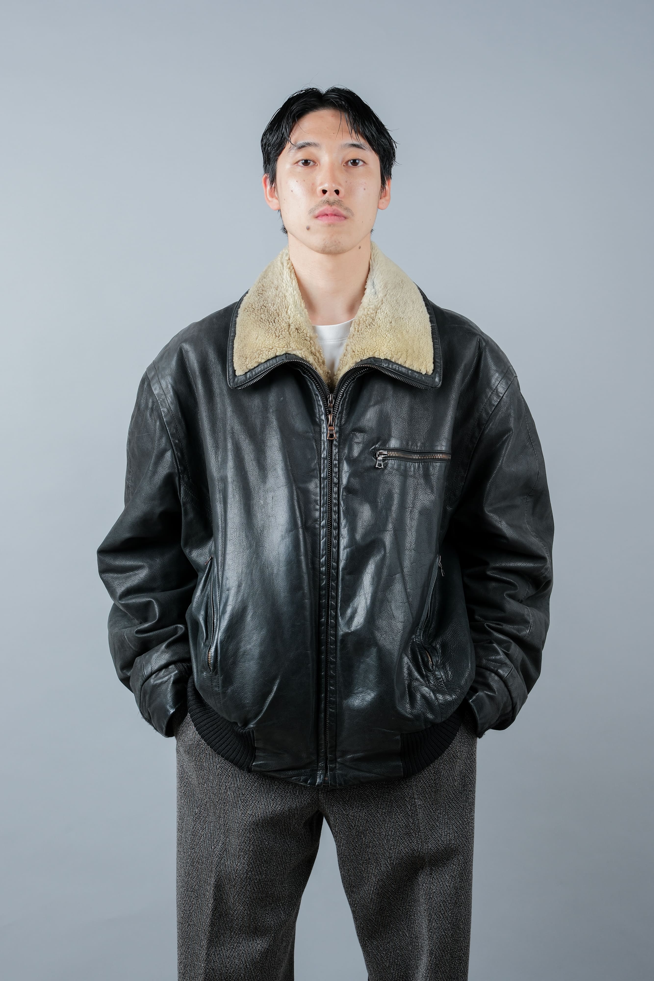 [~ 90's] Old Seraphin Zip Up Leather Blouson