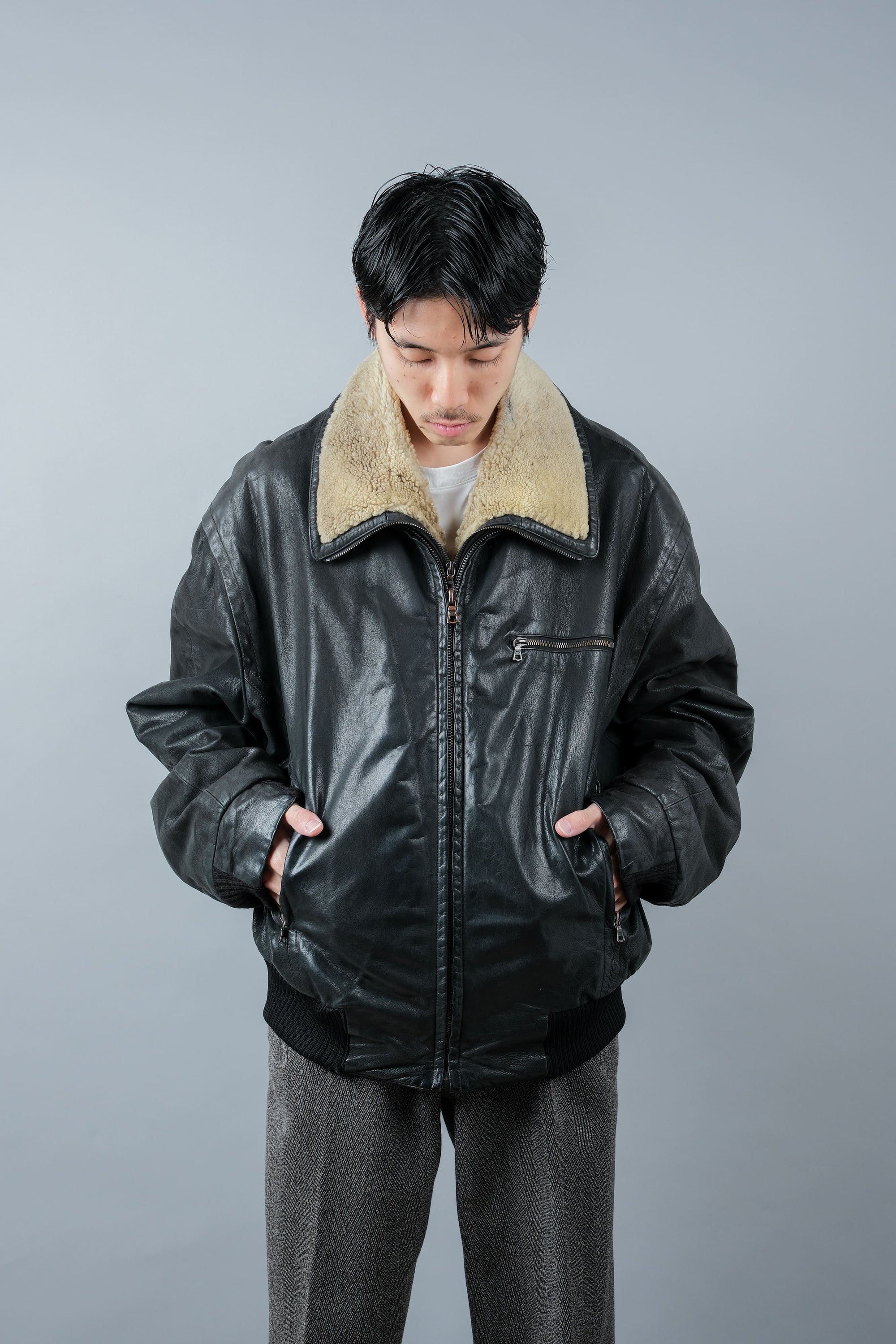［~90's］Old SERAPHIN Zip Up Leather Blouson