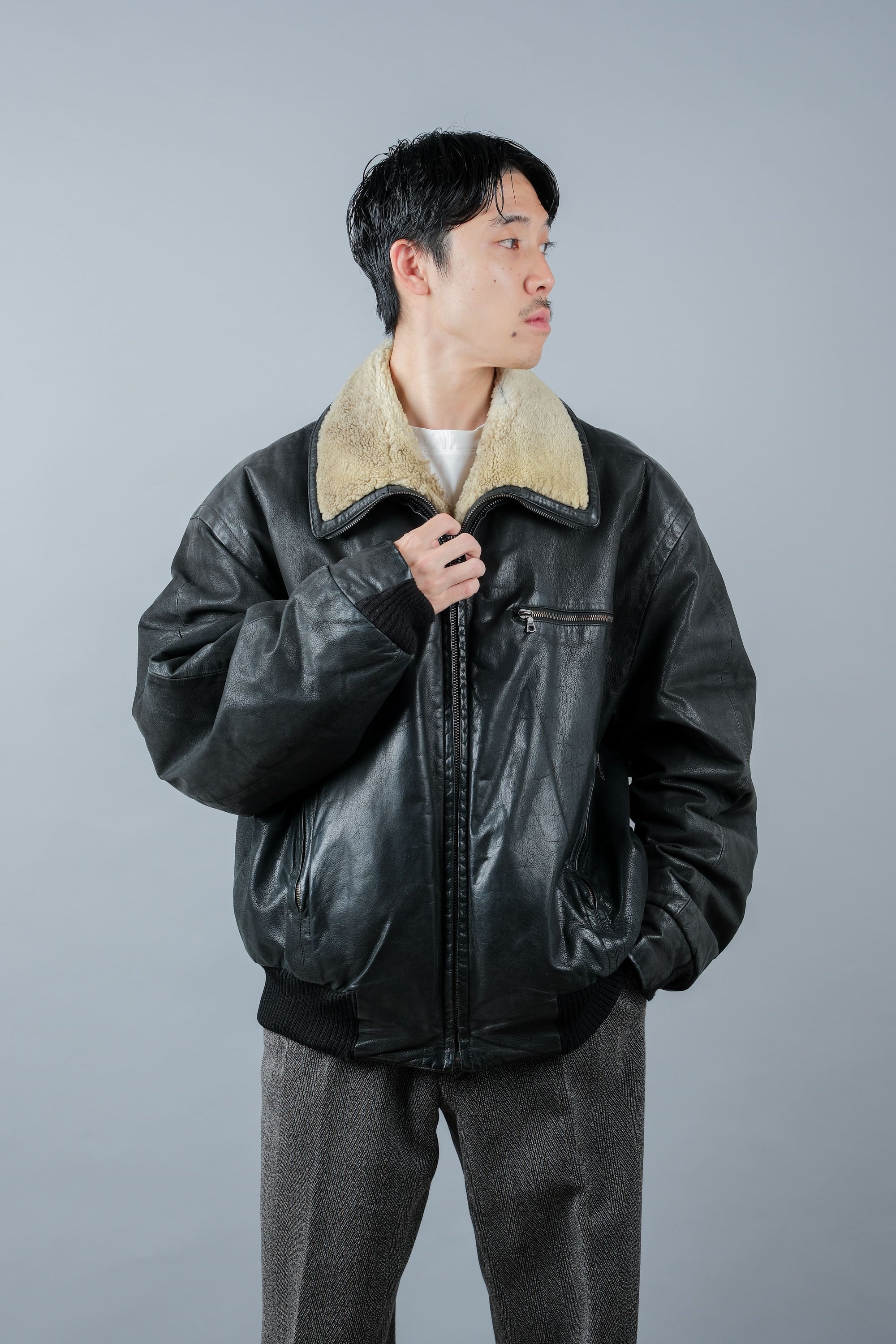 ［~90's］Old SERAPHIN Zip Up Leather Blouson