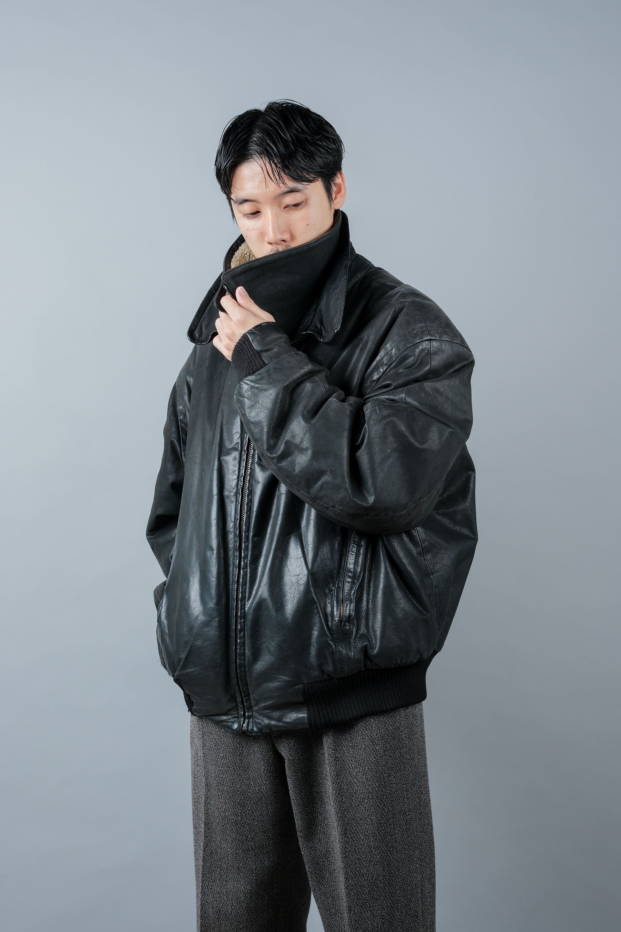 ［~90's］Old SERAPHIN Zip Up Leather Blouson
