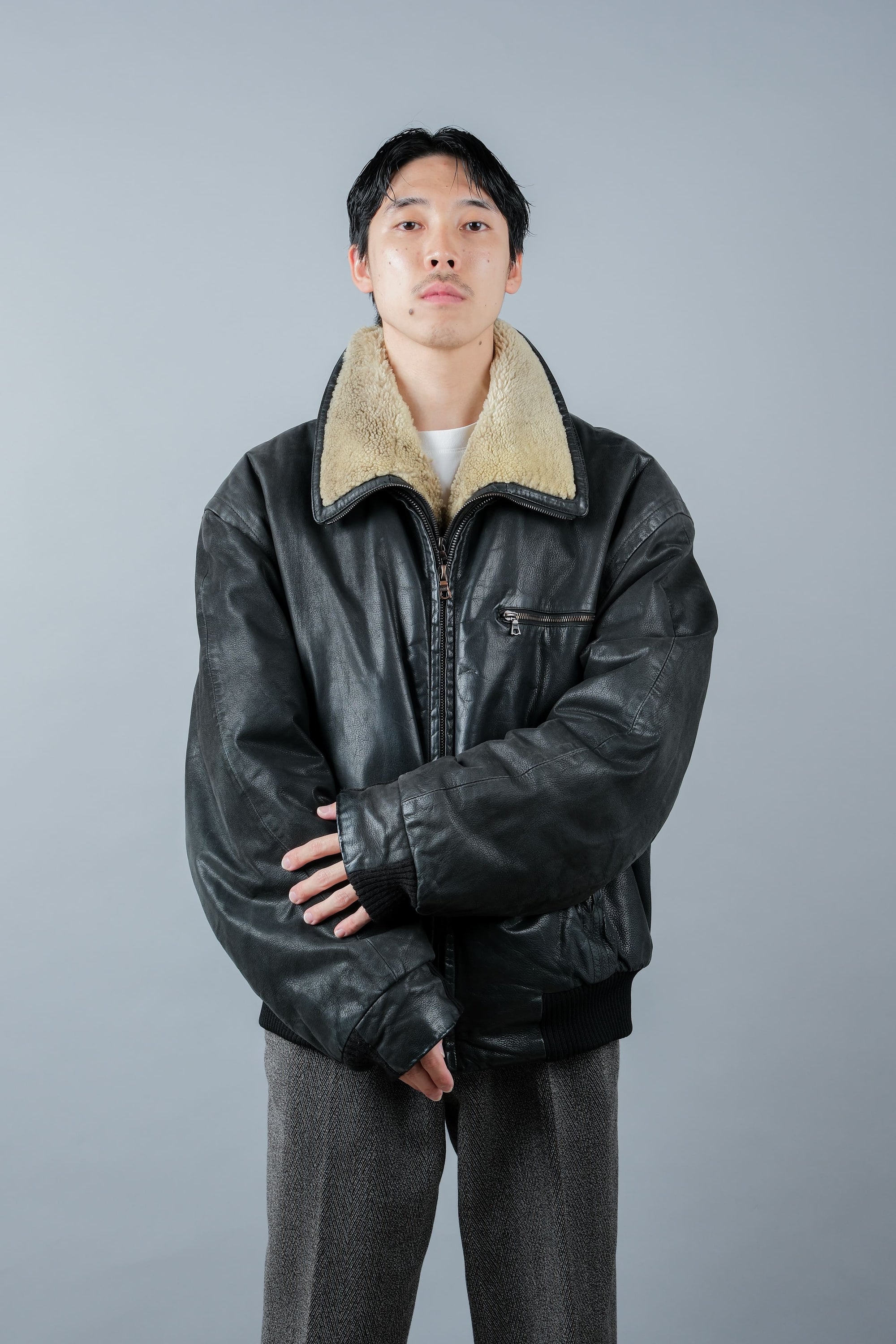 ［~90's］Old SERAPHIN Zip Up Leather Blouson