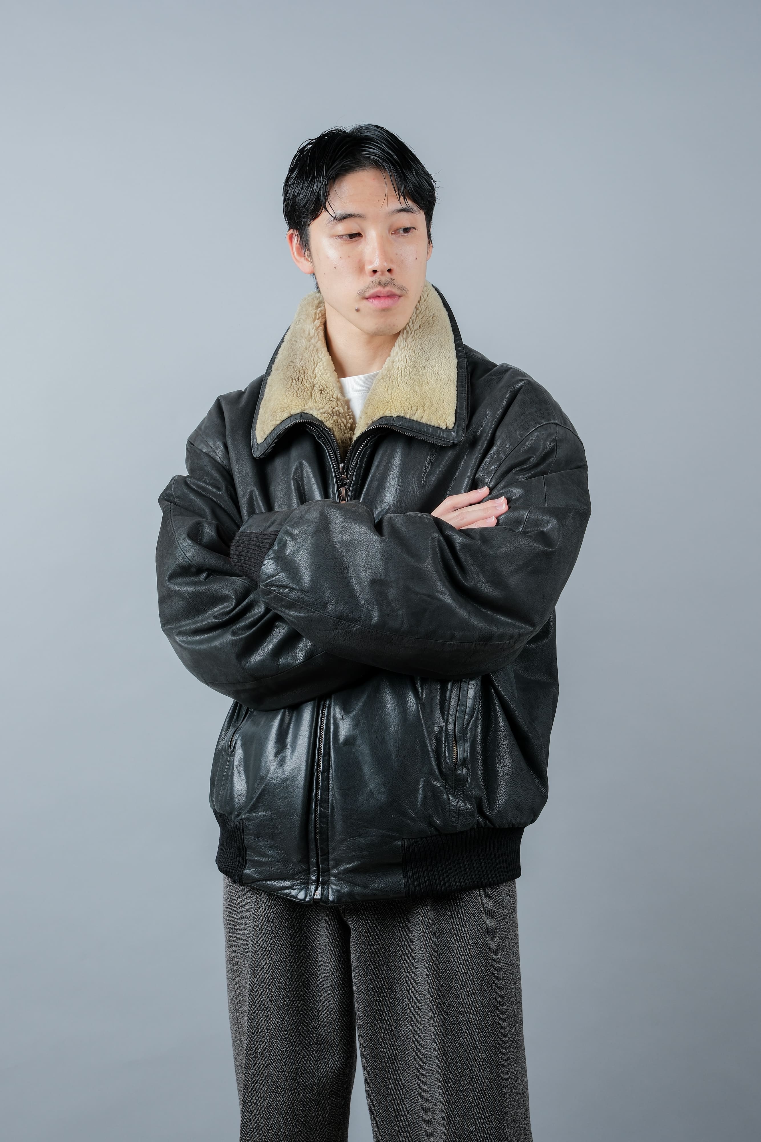 [~ 90's] Old Seraphin Zip Up Leather Blouson