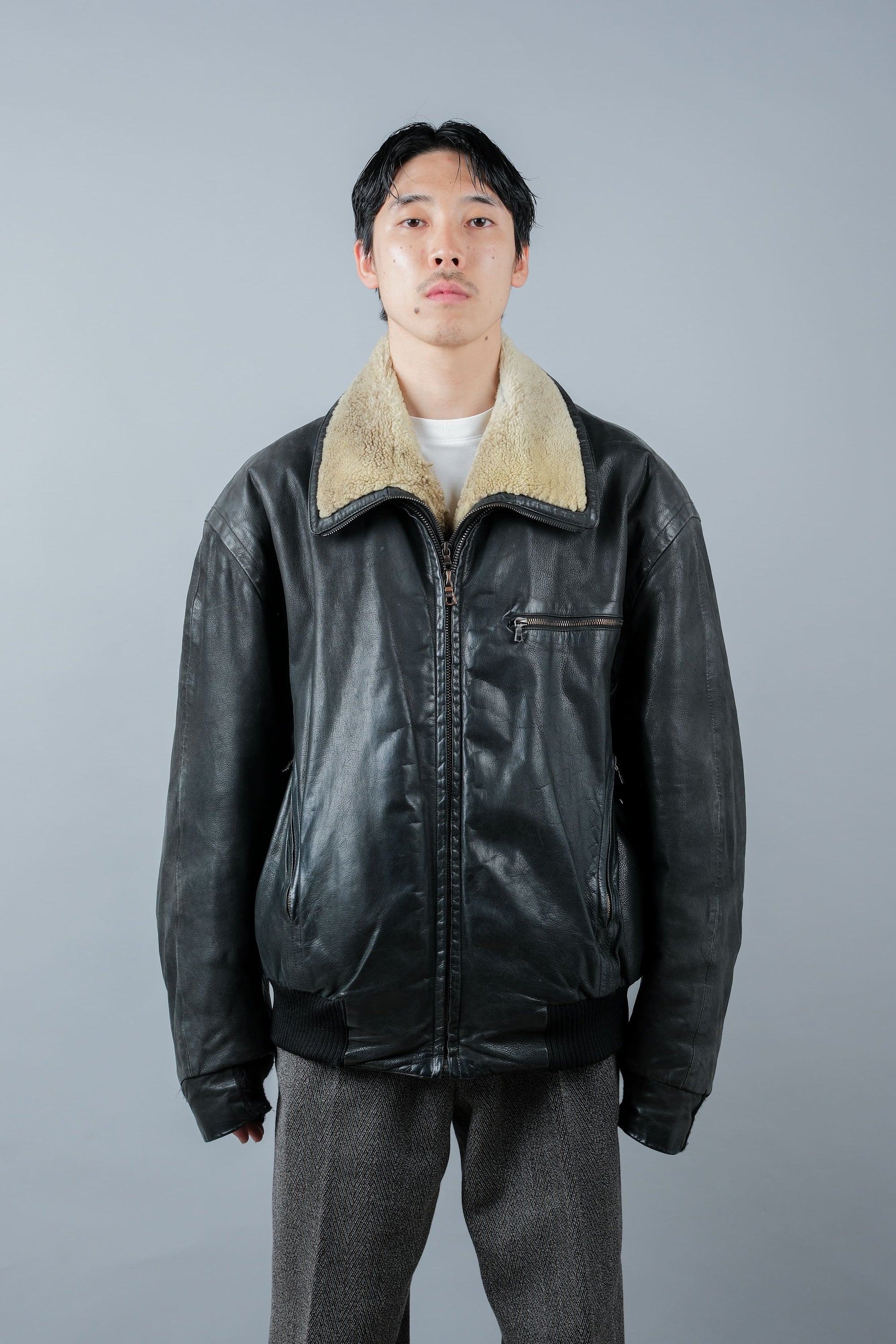 ［~90's］Old SERAPHIN Zip Up Leather Blouson