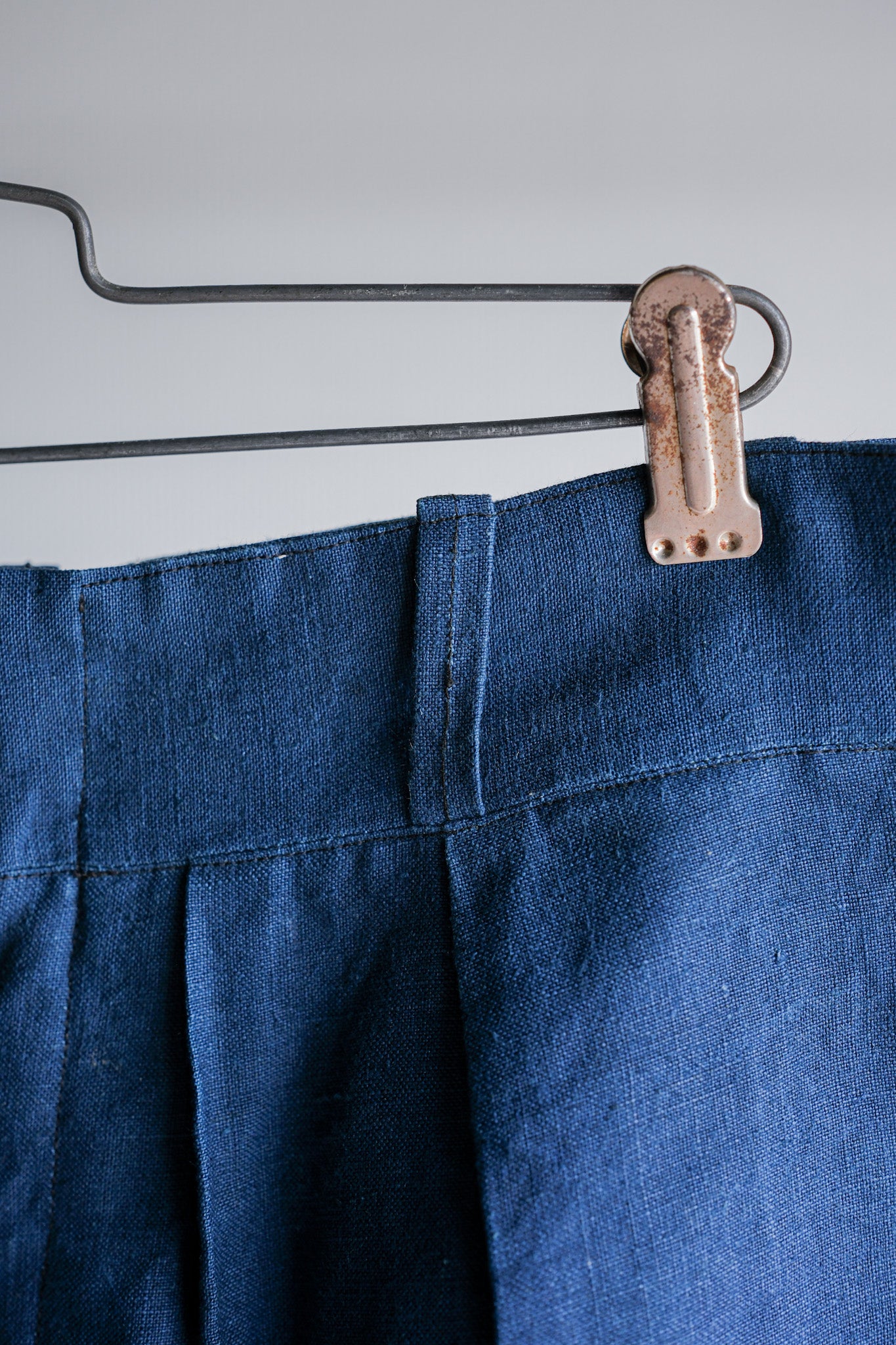 【~40's】French Navy Indigo Linen Mechanic Trousers "Marine Nationale"