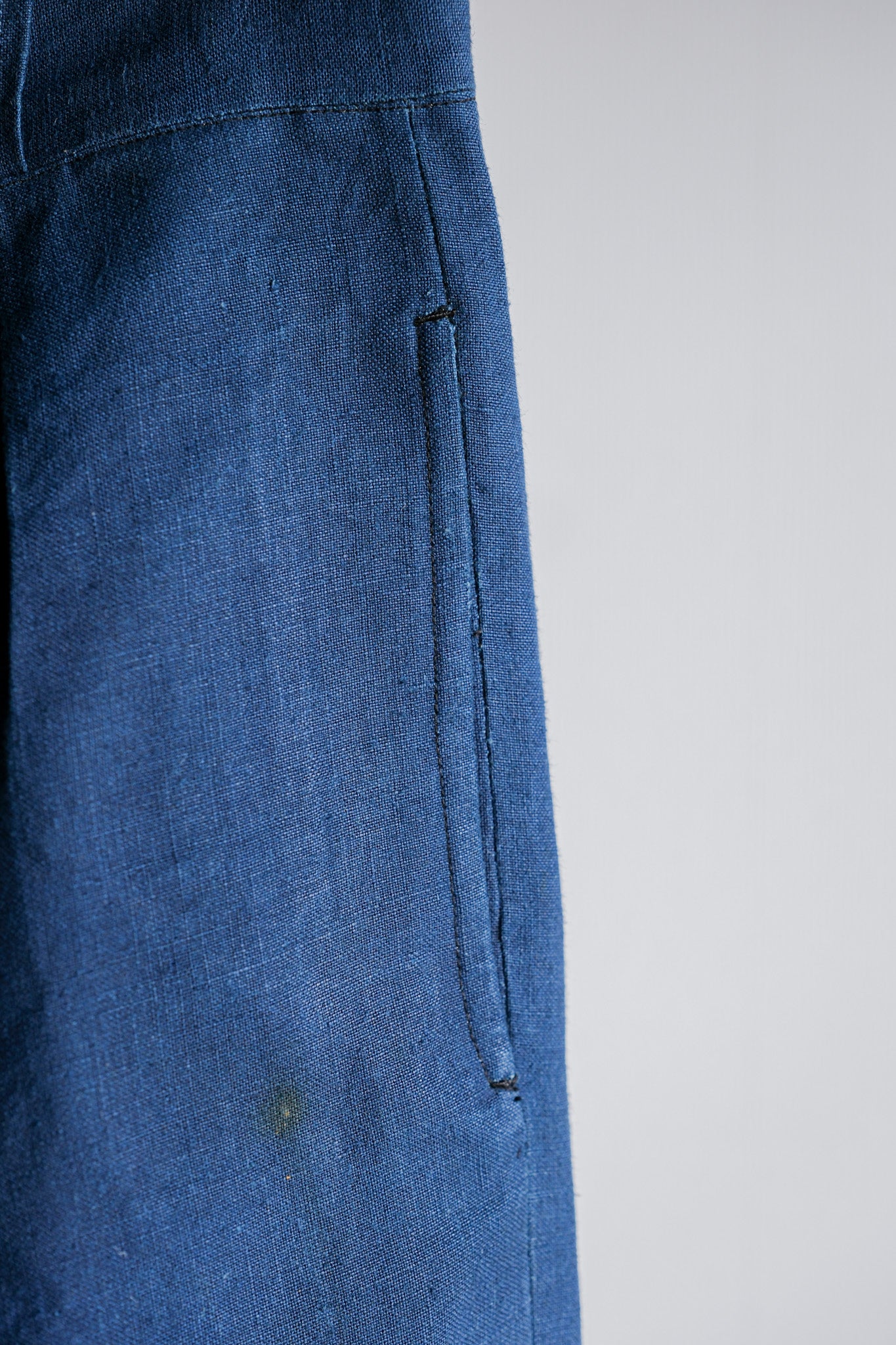 【~40's】French Navy Indigo Linen Mechanic Trousers "Marine Nationale"