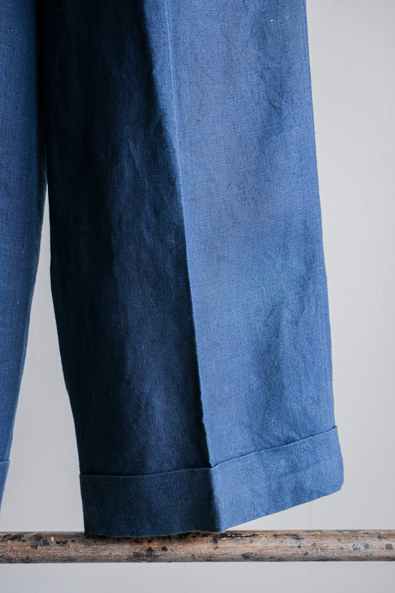 【~40's】French Navy Indigo Linen Mechanic Trousers "Marine Nationale"