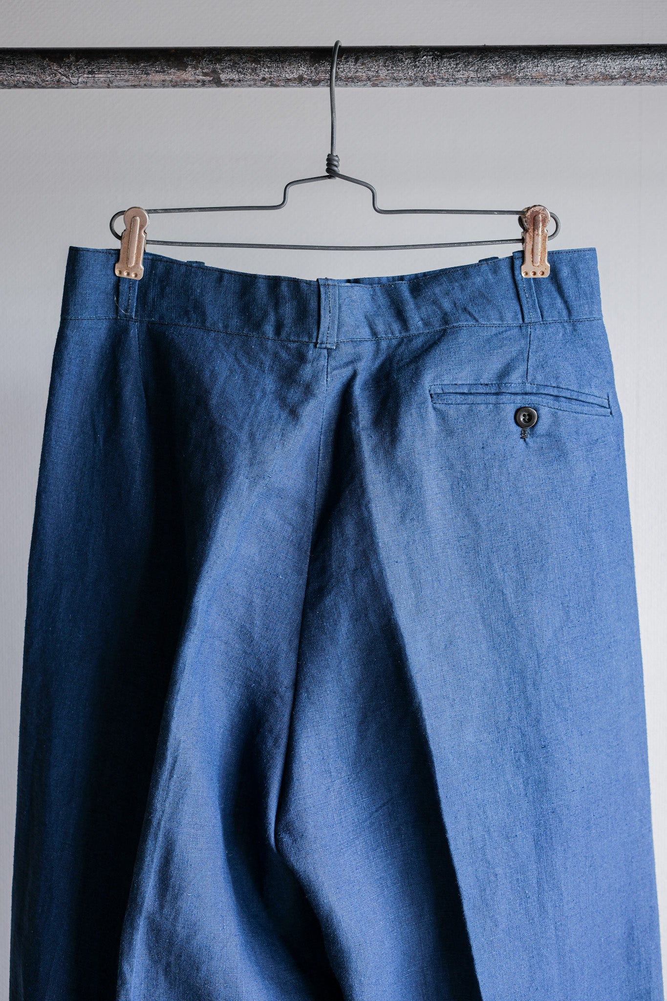 【~40's】French Navy Indigo Linen Mechanic Trousers "Marine Nationale"