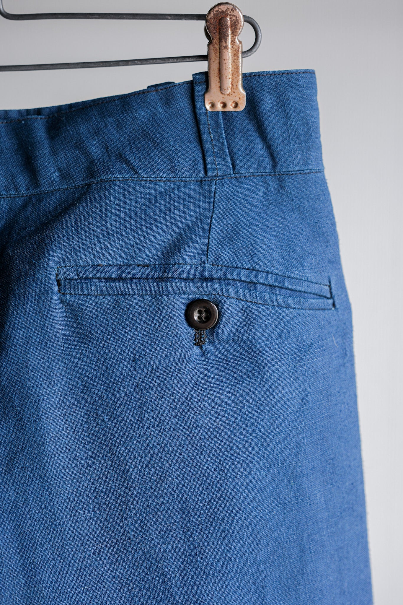 【~40's】French Navy Indigo Linen Mechanic Trousers "Marine Nationale"