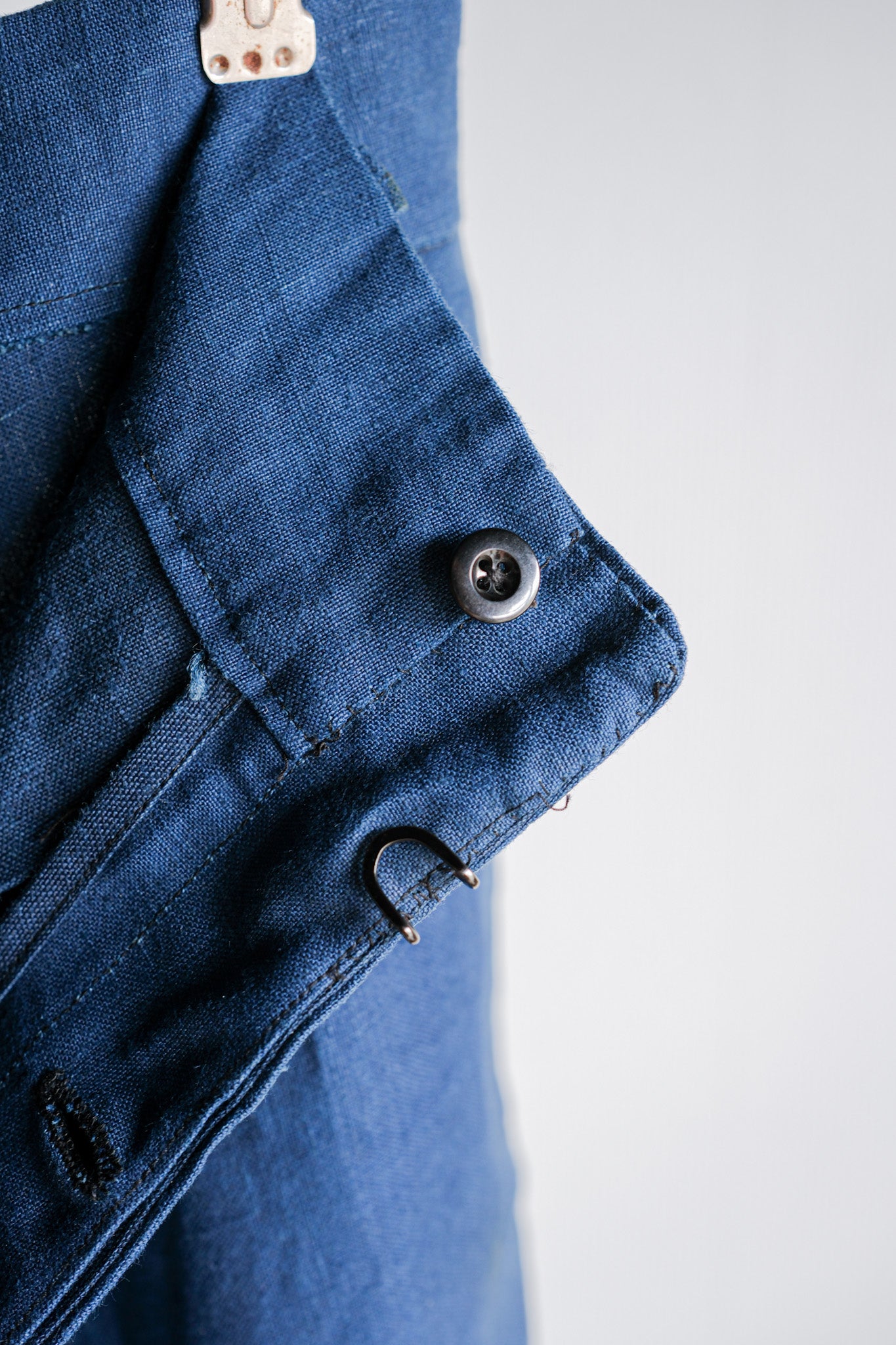 【~40's】French Navy Indigo Linen Mechanic Trousers "Marine Nationale"