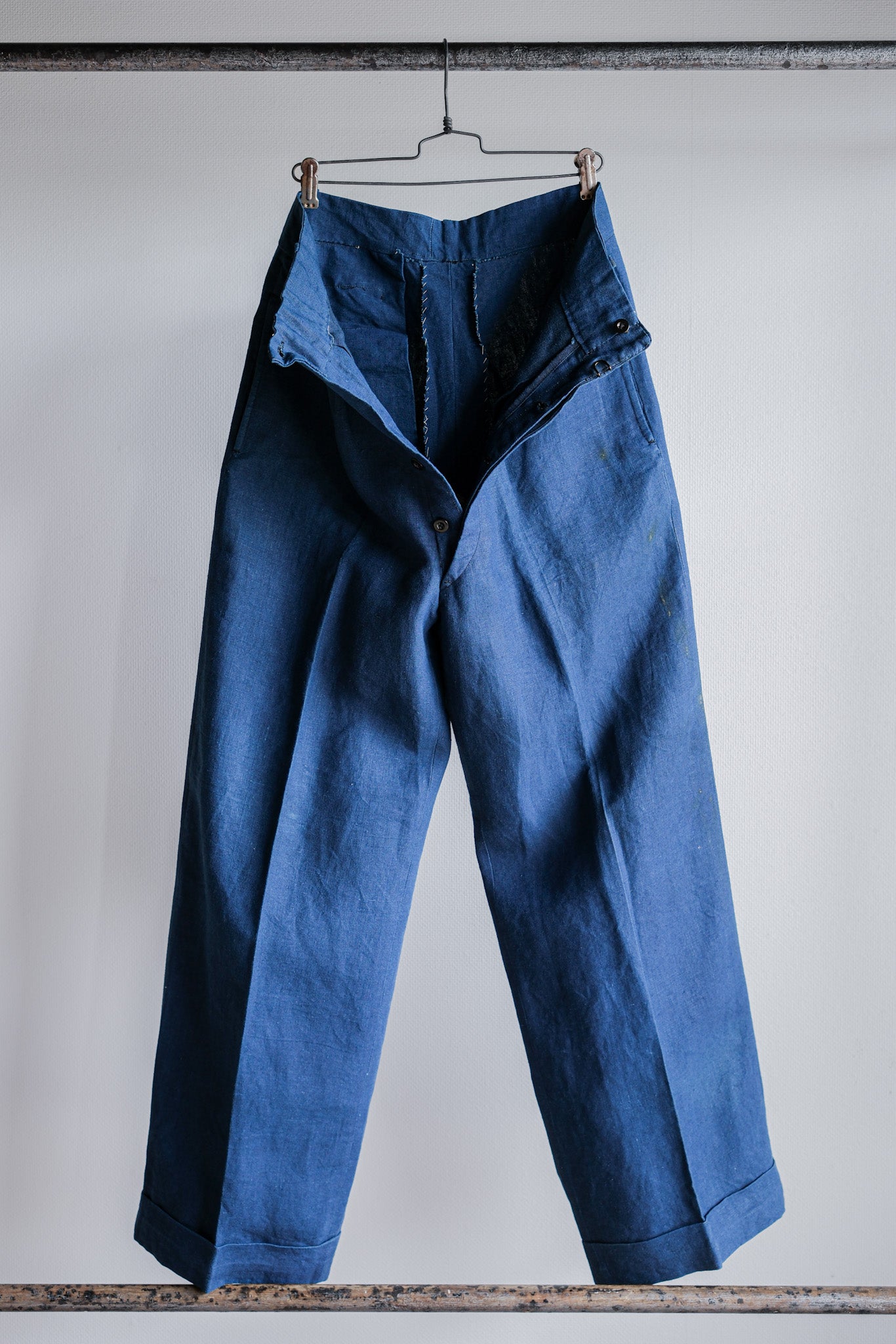 ［~40's］French Navy Indigo Linen Mechanic Trousers "Marine Nationale"