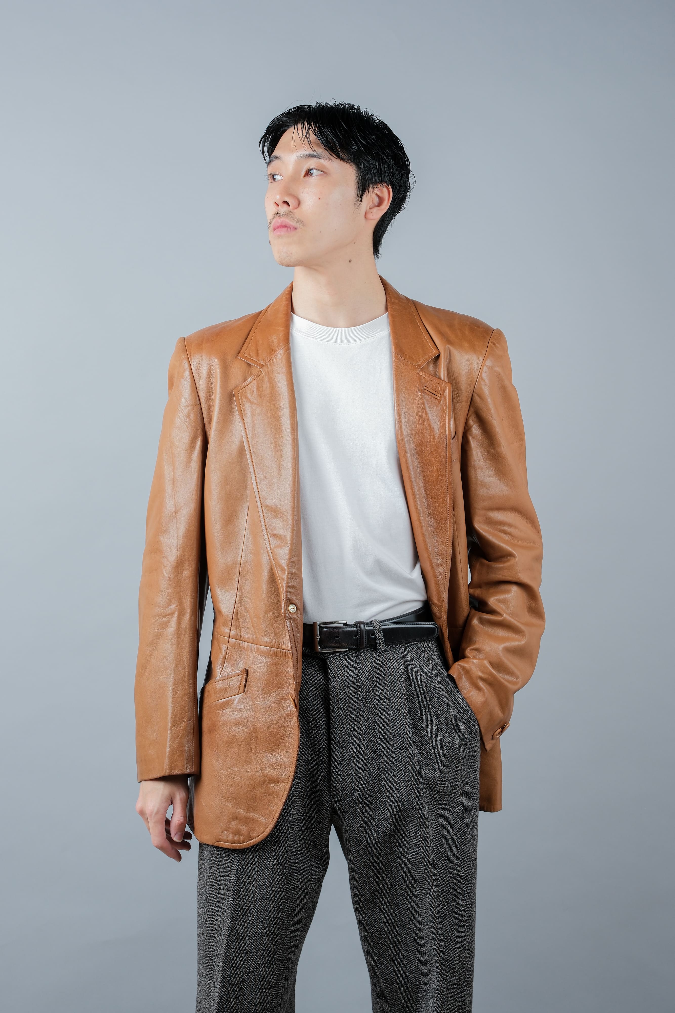 [~ 70's] Old Gucci Lambskin Leather 2b Tailored Jacket size.48