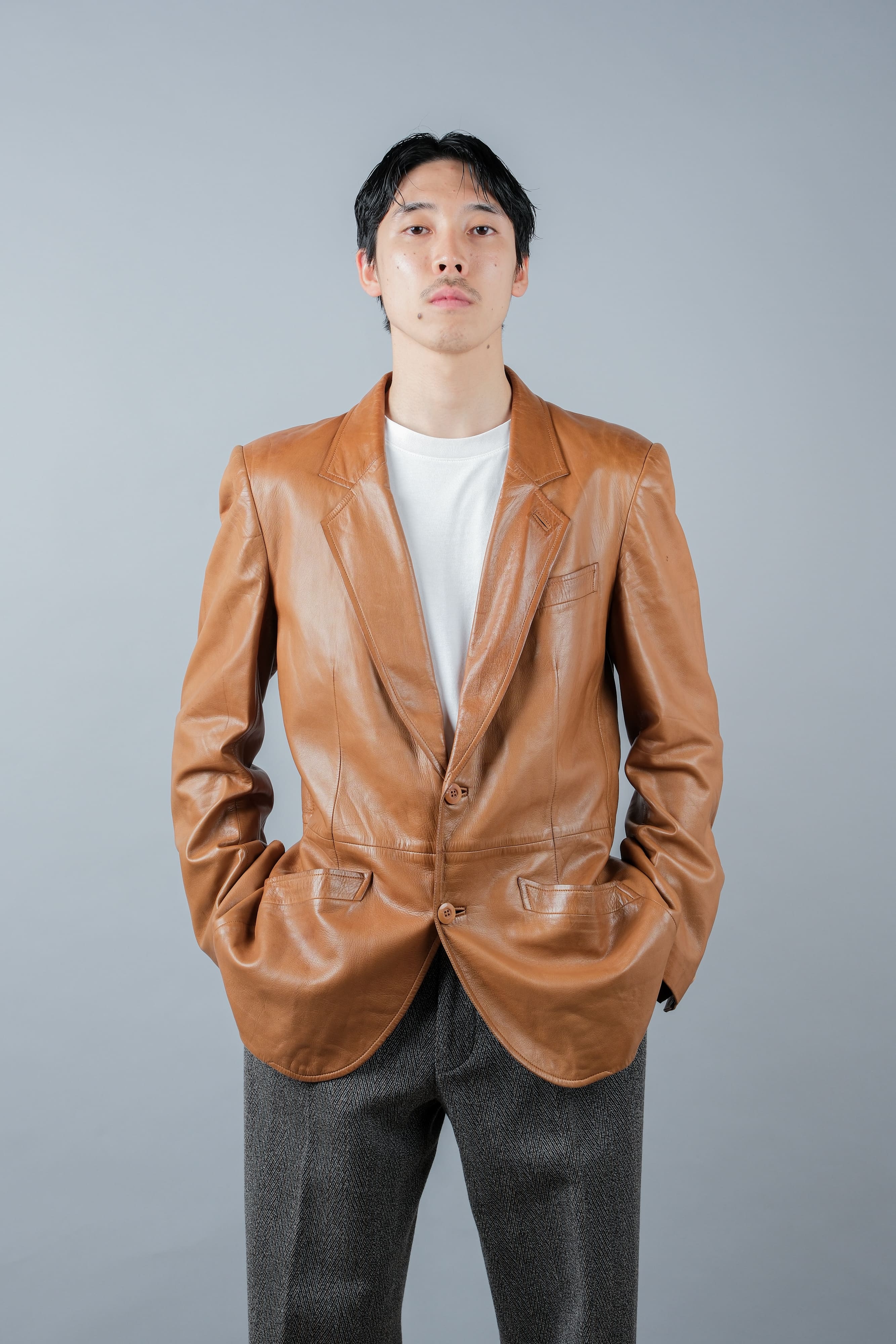 [~ 70's] Old Gucci Lambskin Leather 2b Tailored Jacket size.48