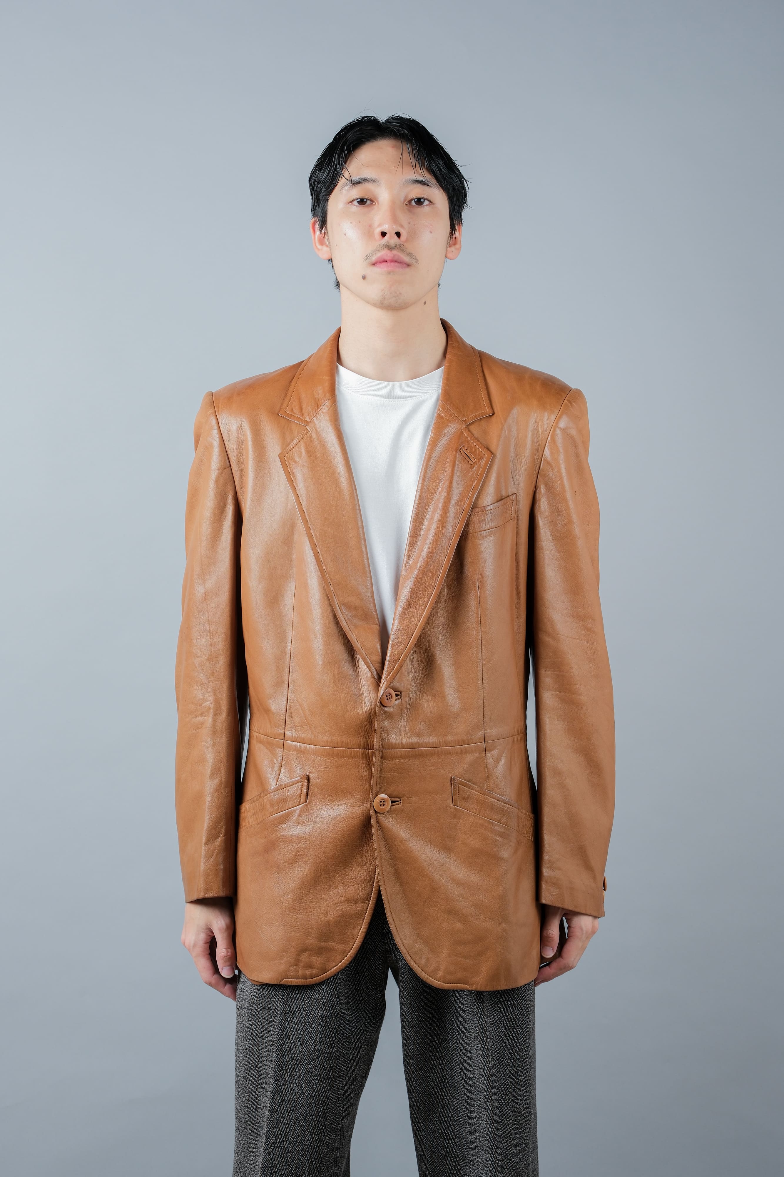 [~ 70's] Old Gucci Lambskin Leather 2b Tailored Jacket size.48