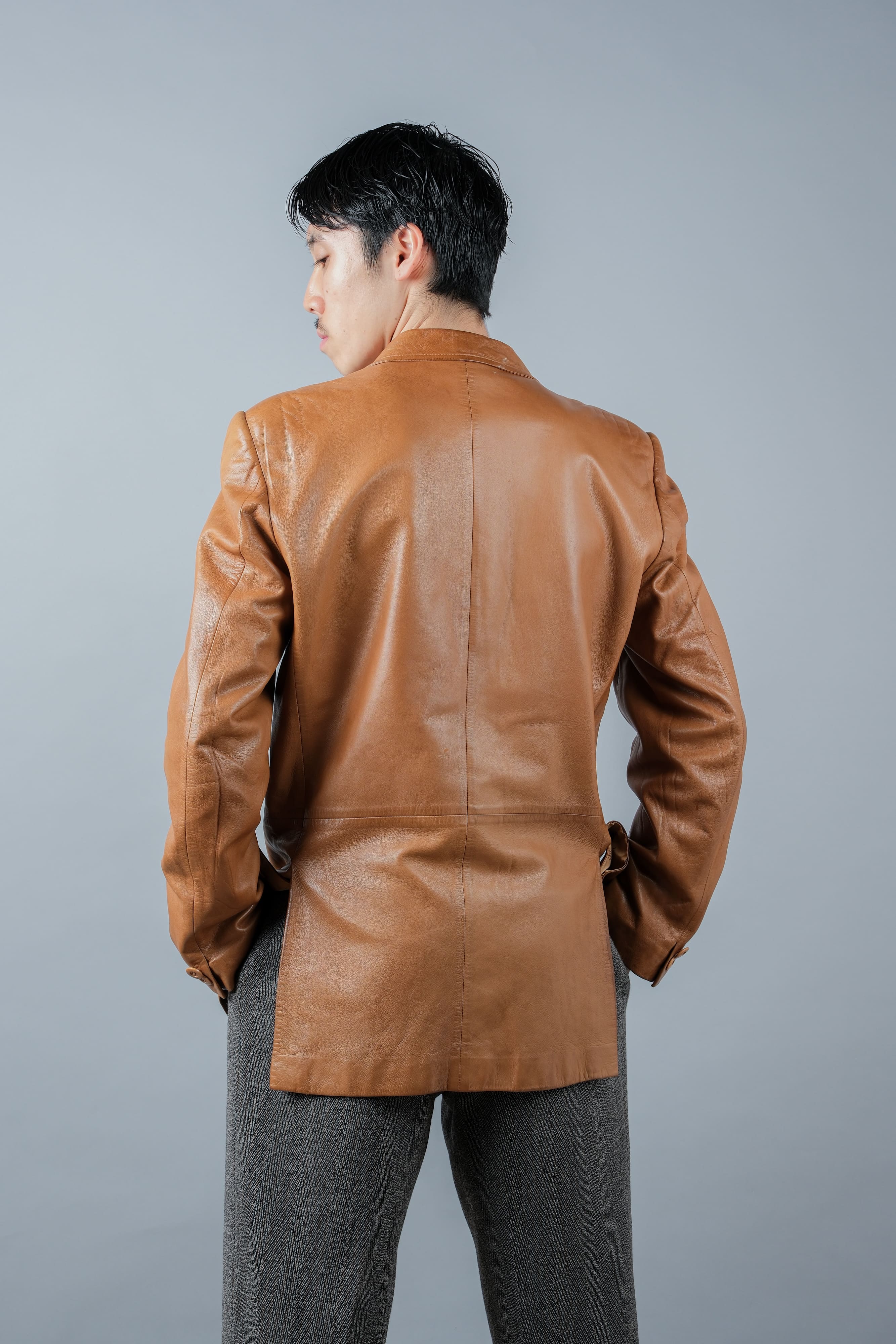 [~ 70's] Old Gucci Lambskin Leather 2b Tailored Jacket size.48