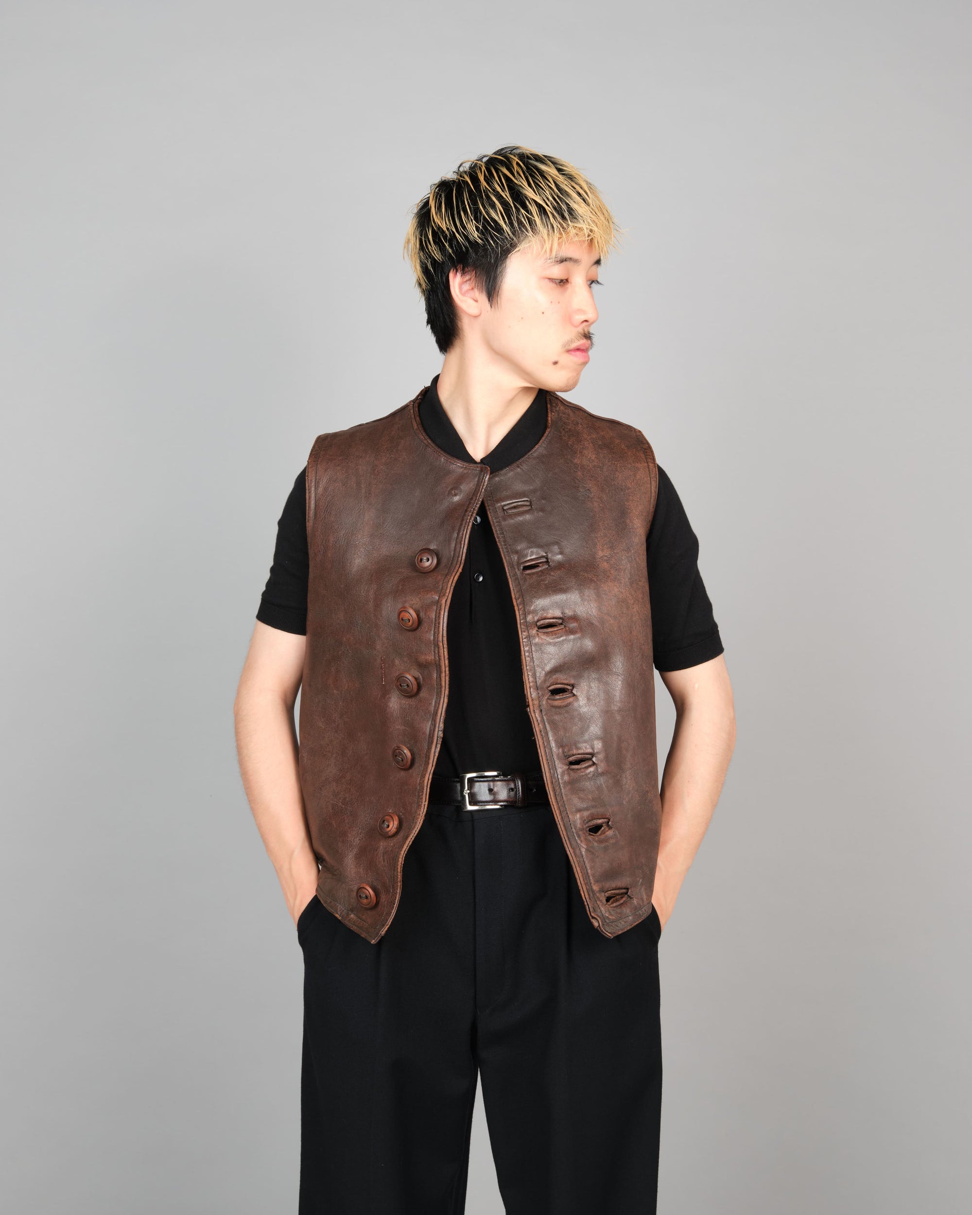 ［~40's］French Army Cavalier Leather Vest