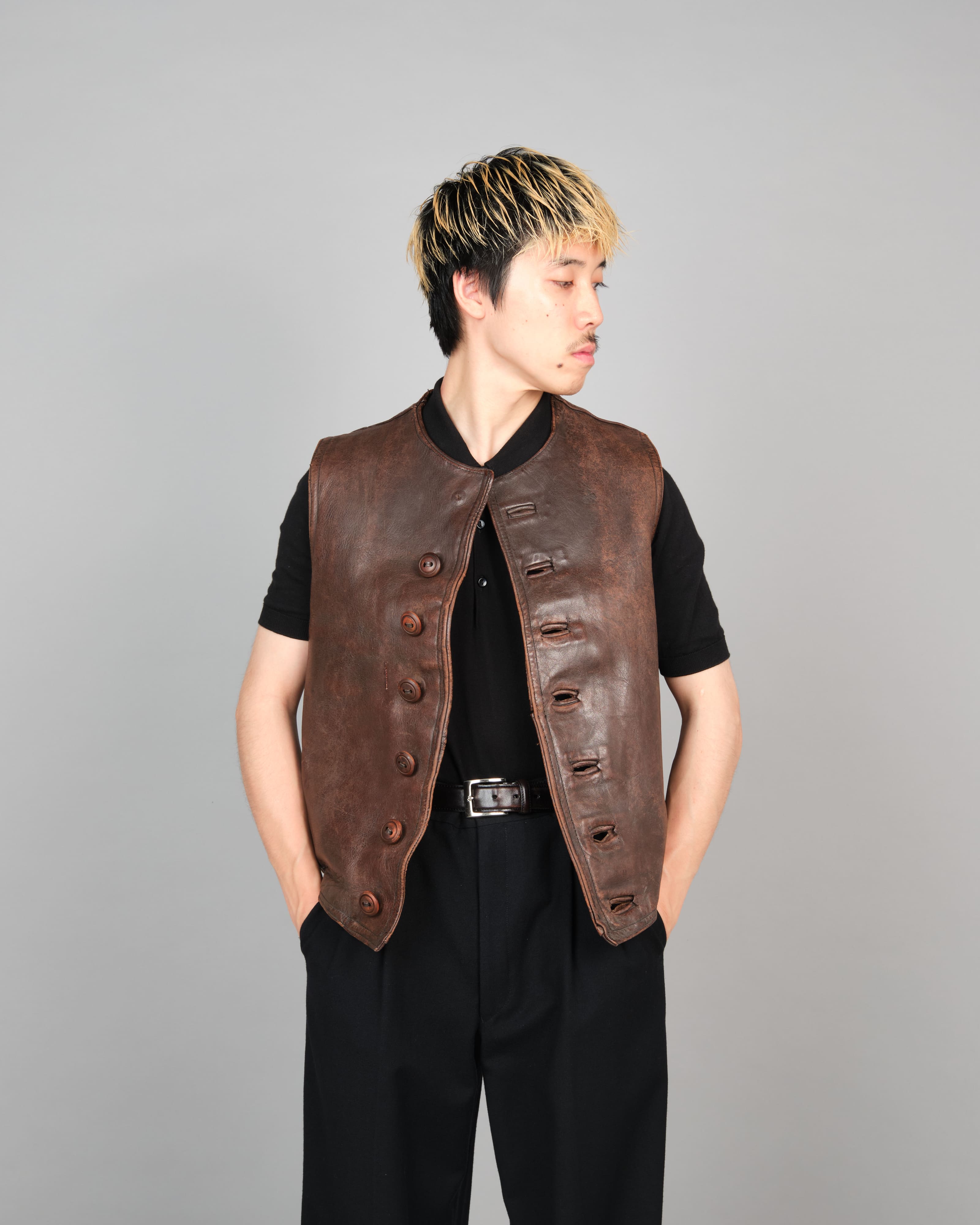 [~ 40's] Gilet en cuir cavalier de l'armée française
